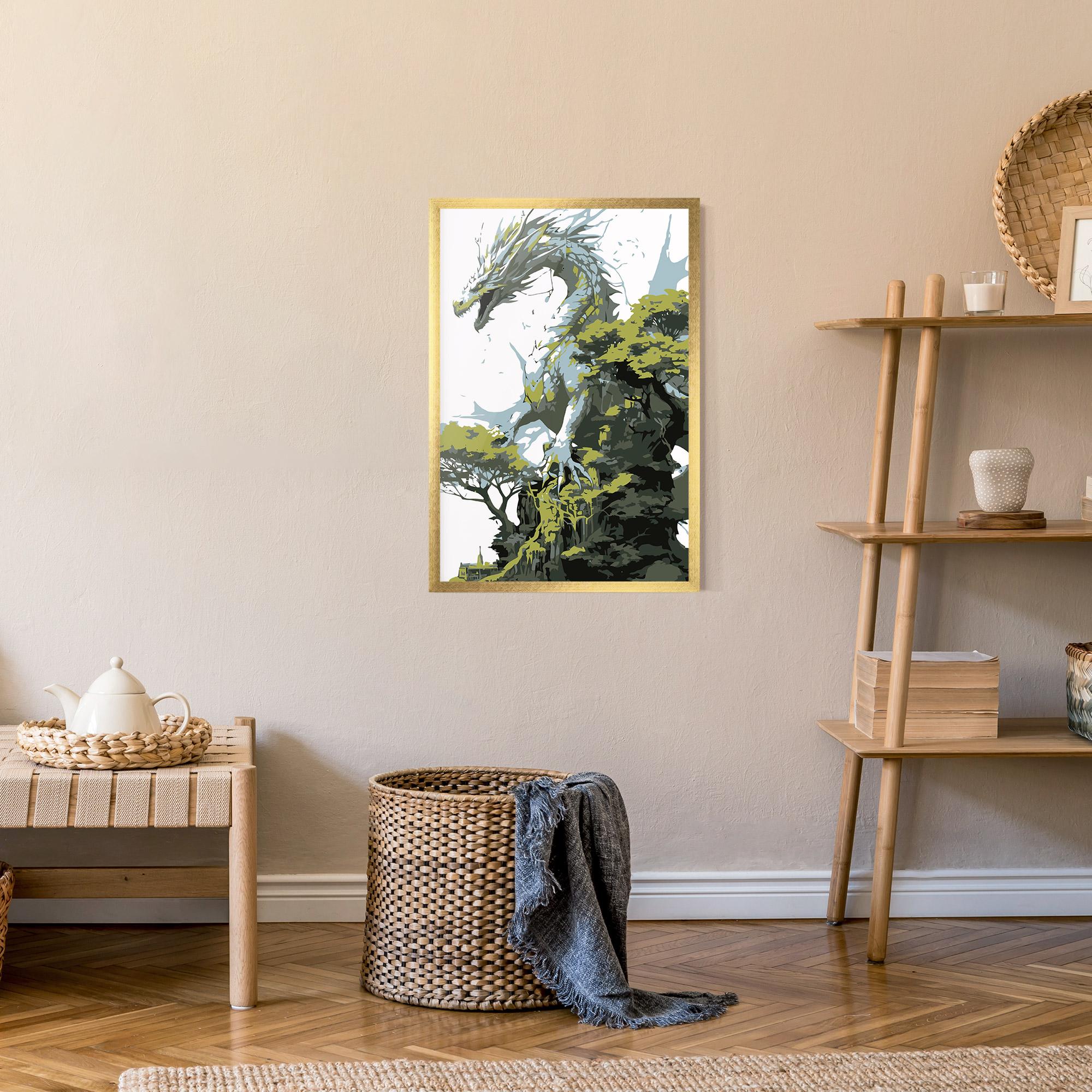 Keretezett Poszter Grey Nature Dragon mockup 9