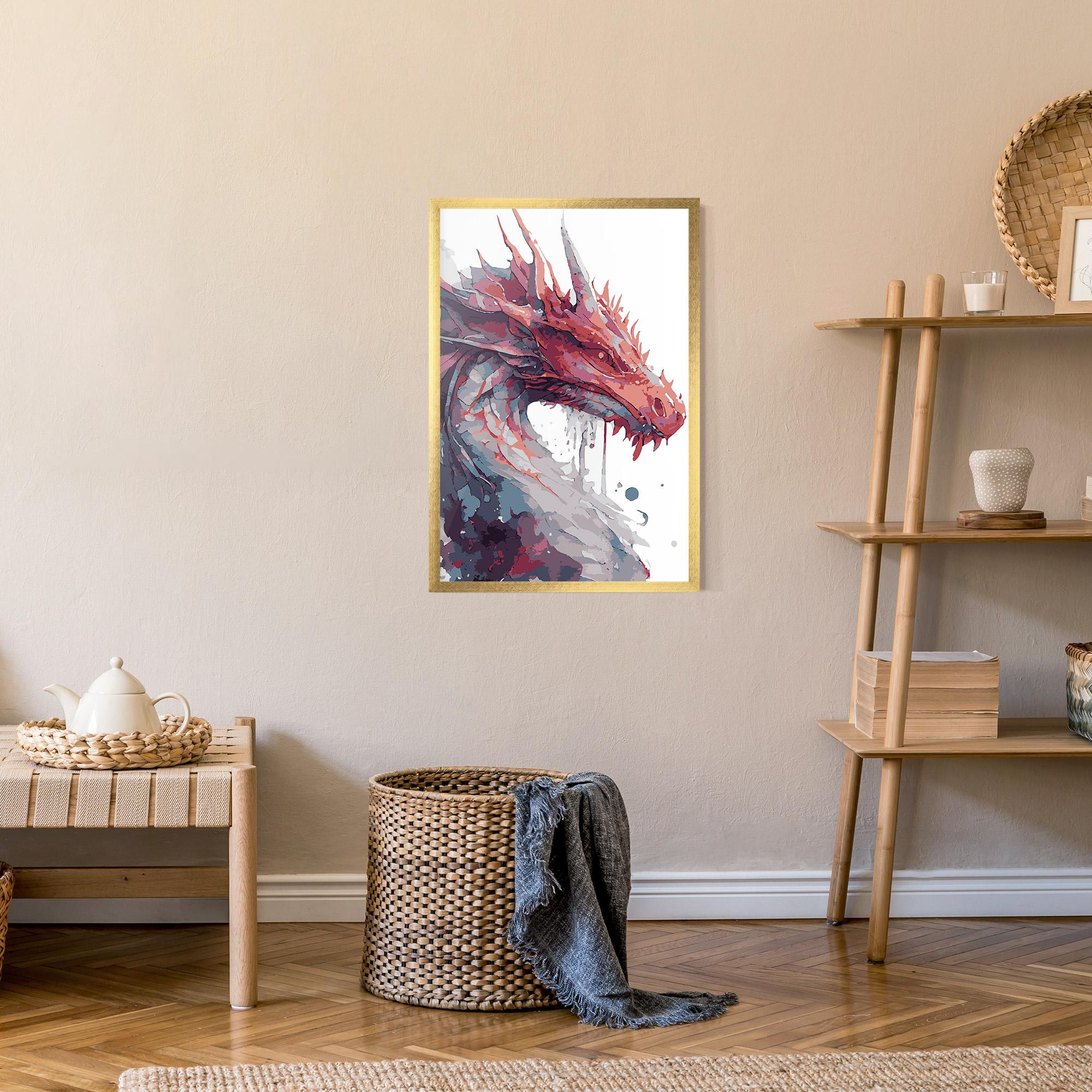 Keretezett Poszter Red Blue Dragon mockup 9