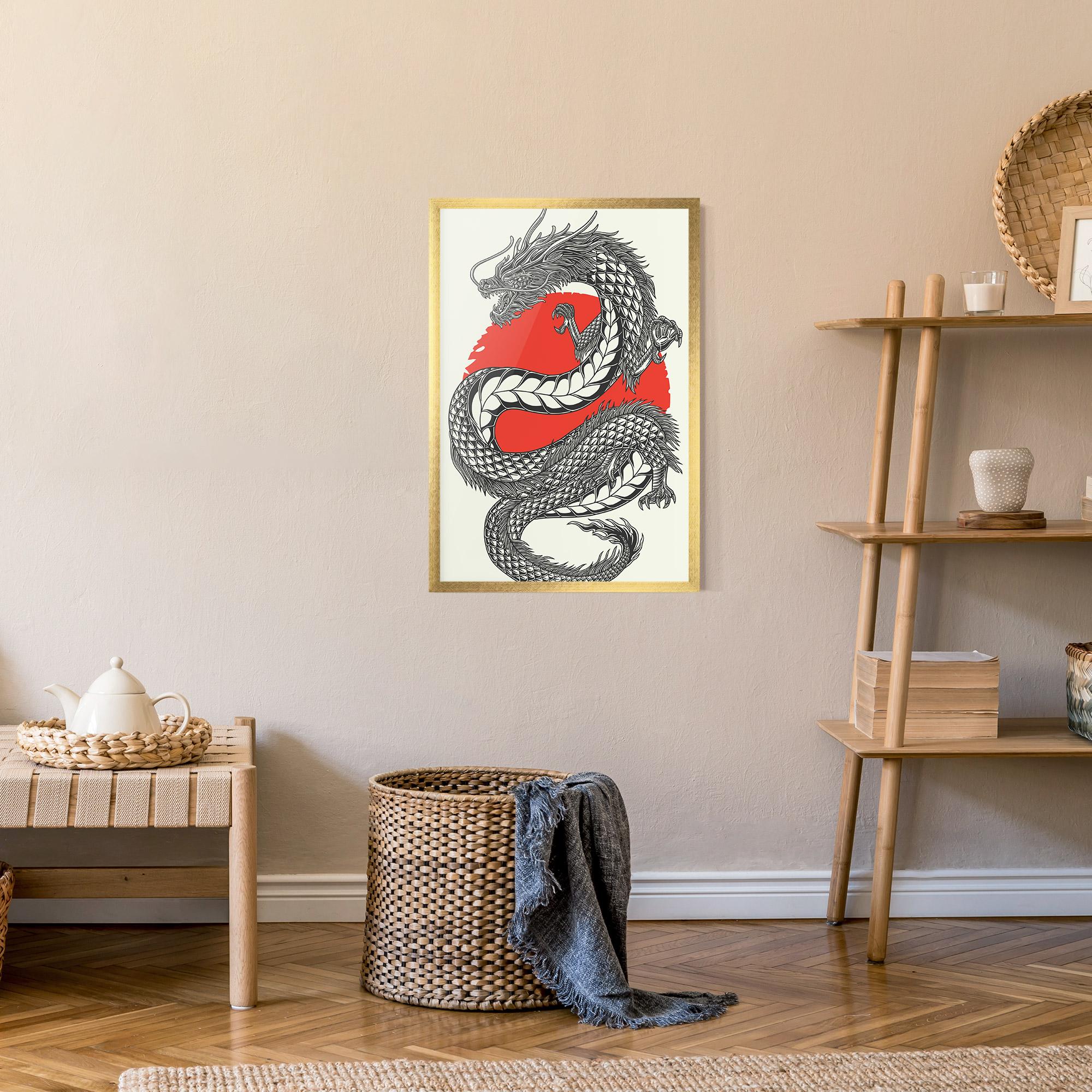 Keretezett Poszter Red Moon Dragon mockup 9
