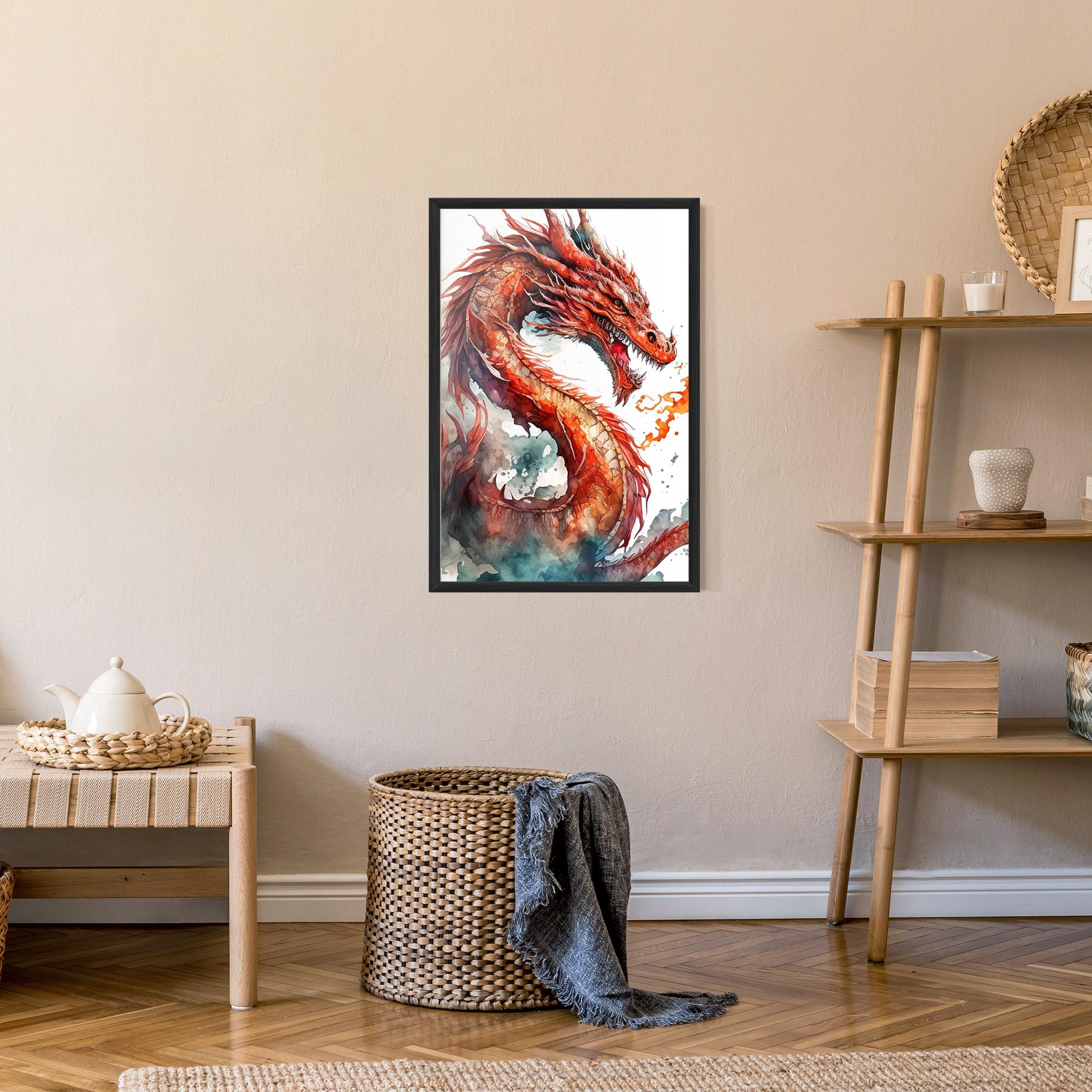 Keretezett Poszter Fire Dragon mockup 9