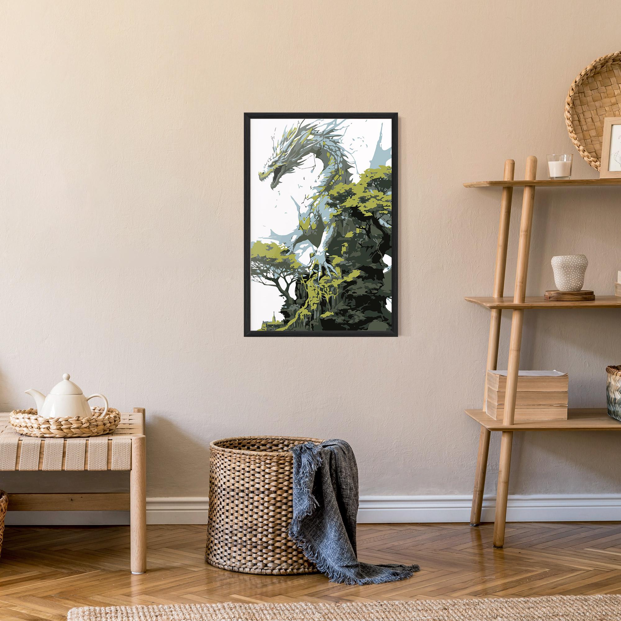 Keretezett Poszter Grey Nature Dragon mockup 9