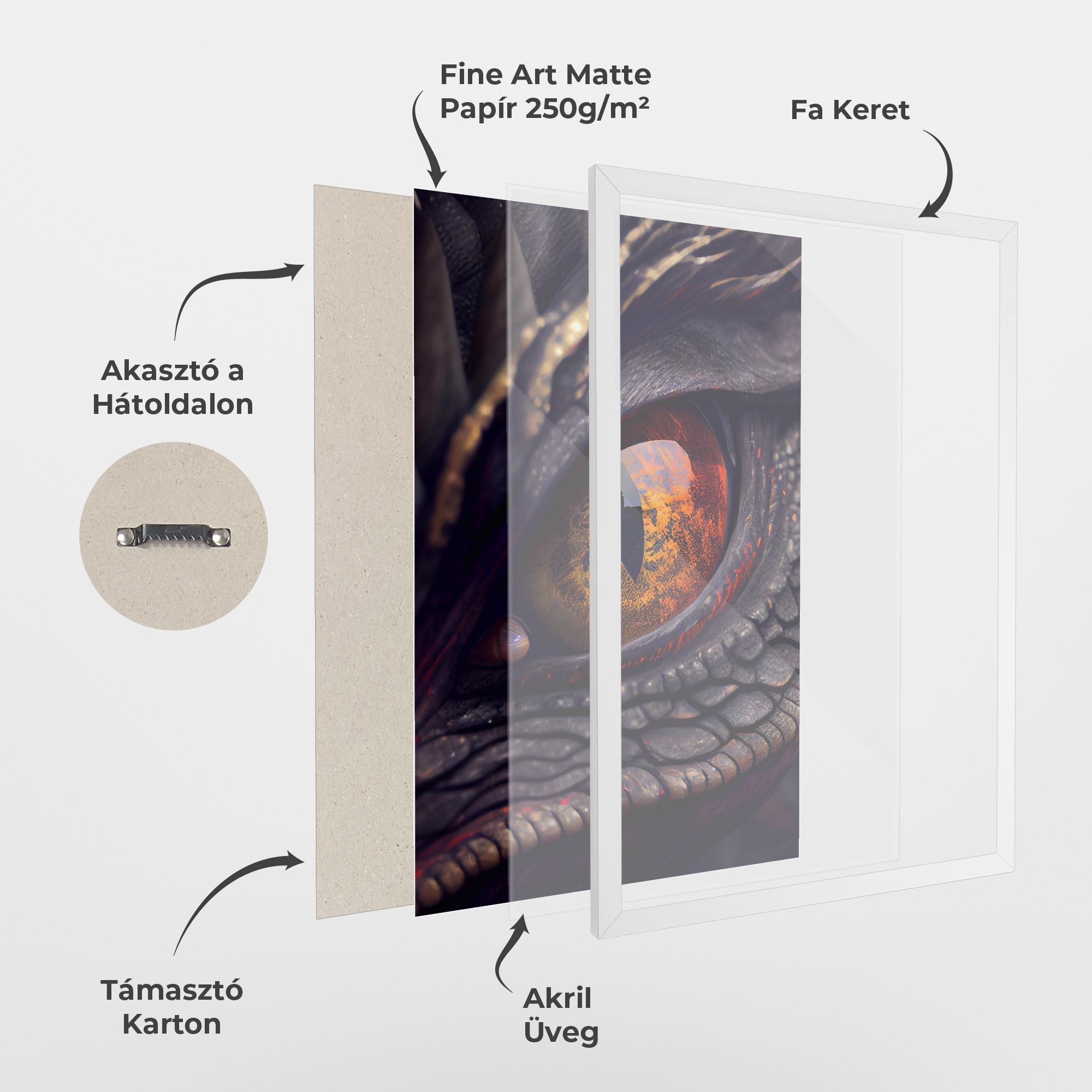 Keretezett Poszter Close Up Red Eye Dragon mockup 1