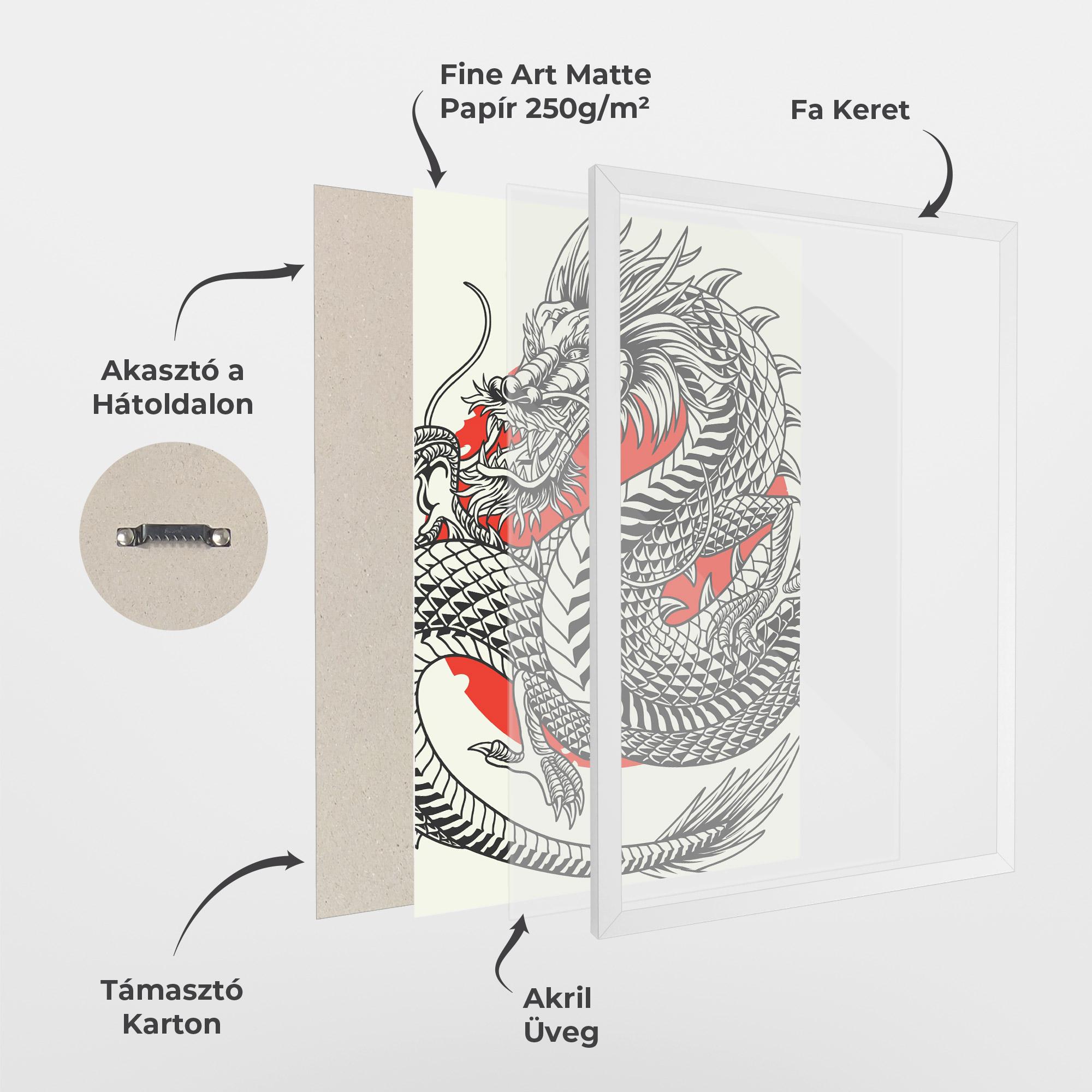 Keretezett Poszter Cream Grey Dragon mockup 1