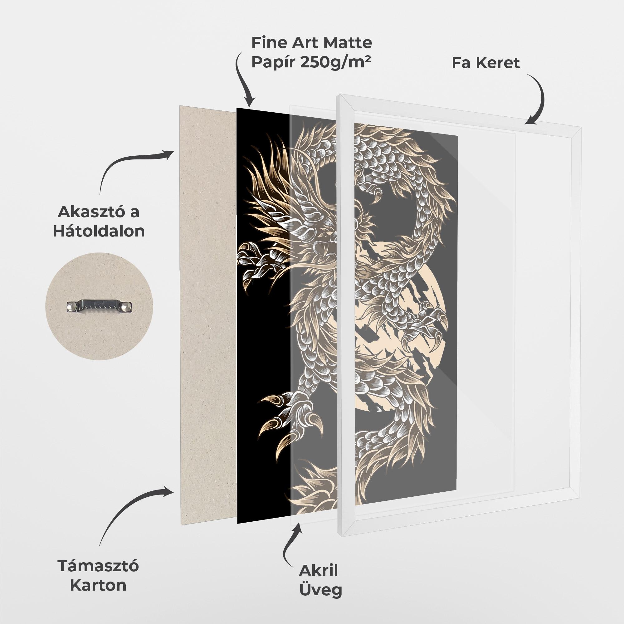 Keretezett Poszter Cream Moon Dragon mockup 1