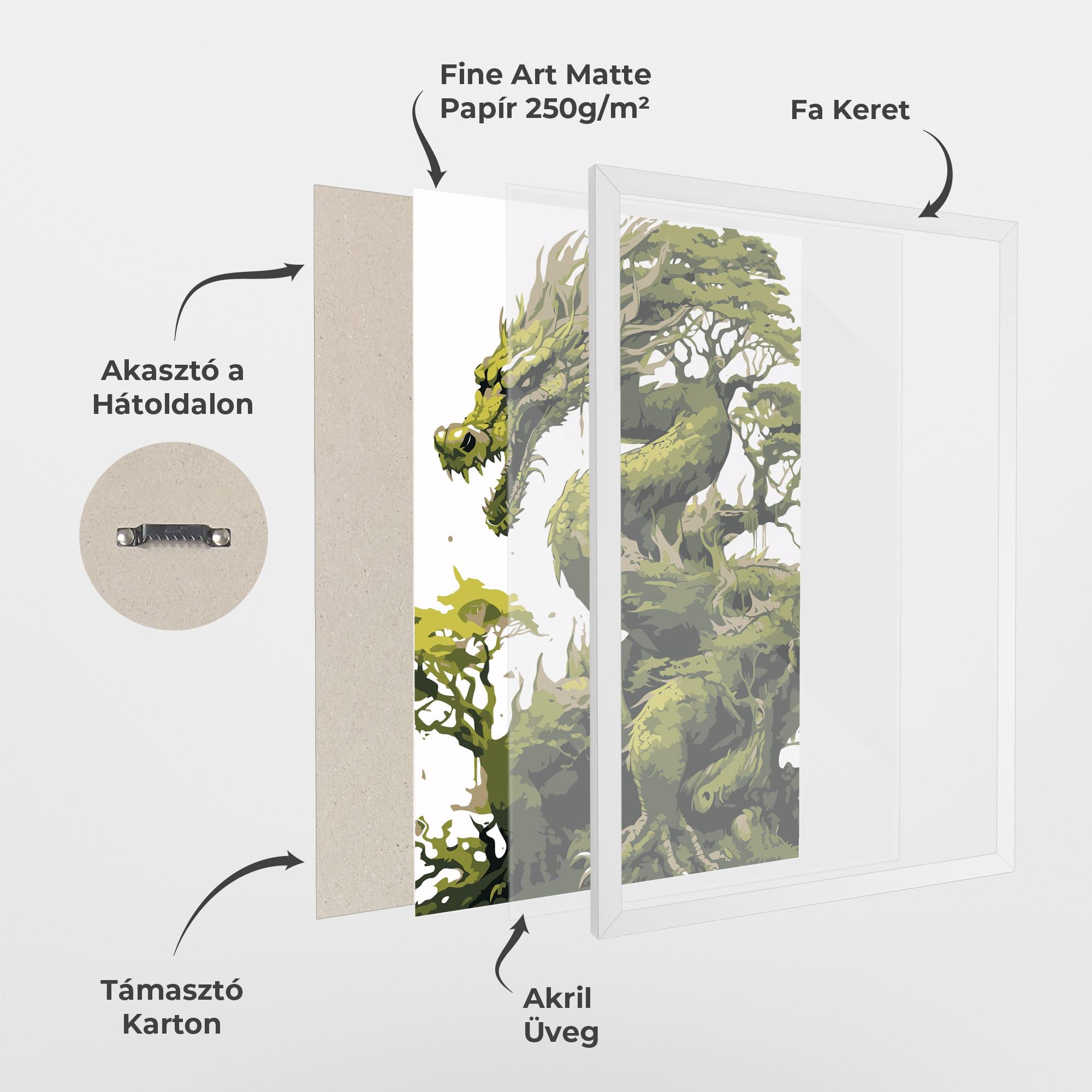 Keretezett Poszter Green Nature Dragon mockup 1