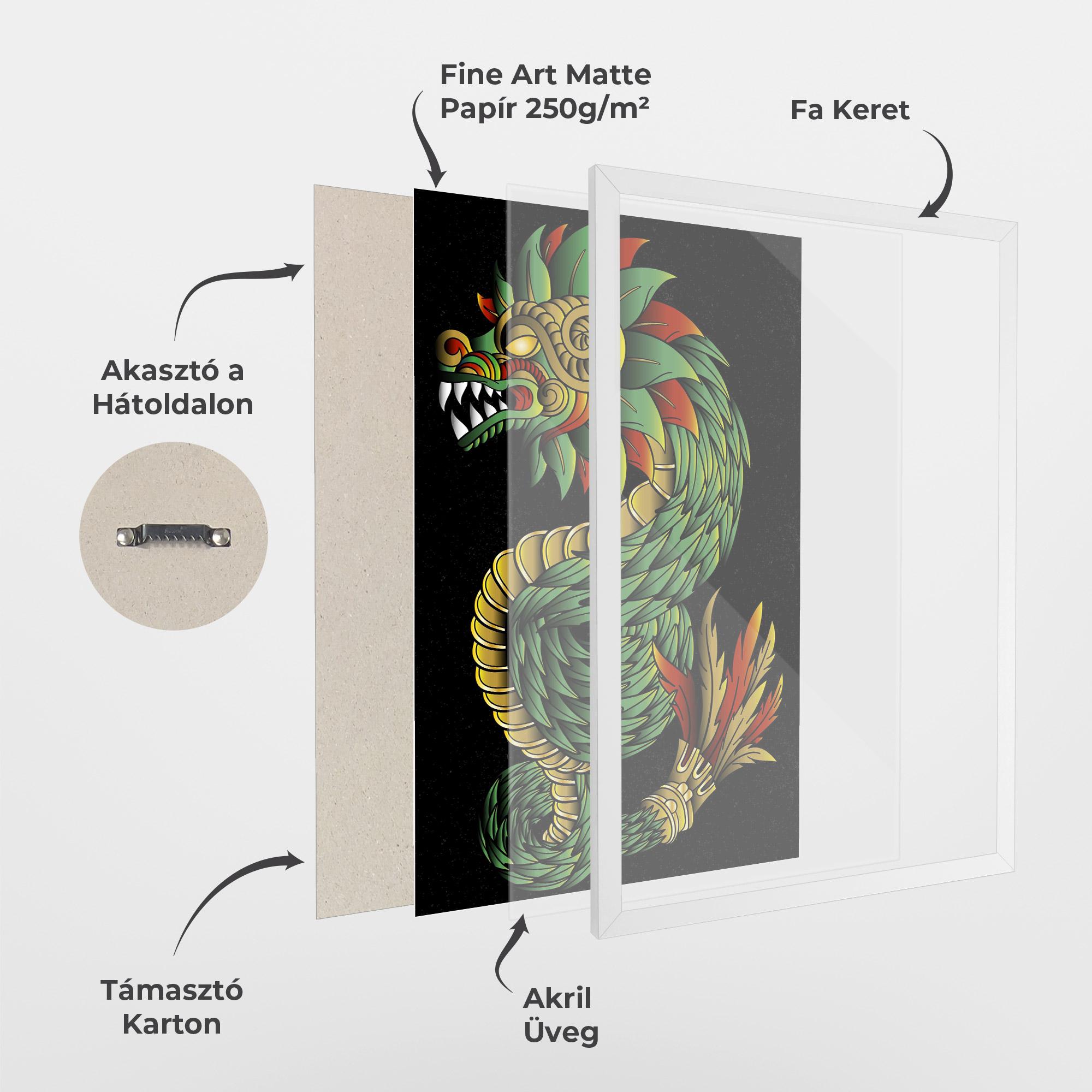 Keretezett Poszter Green Yellow Dragon mockup 1