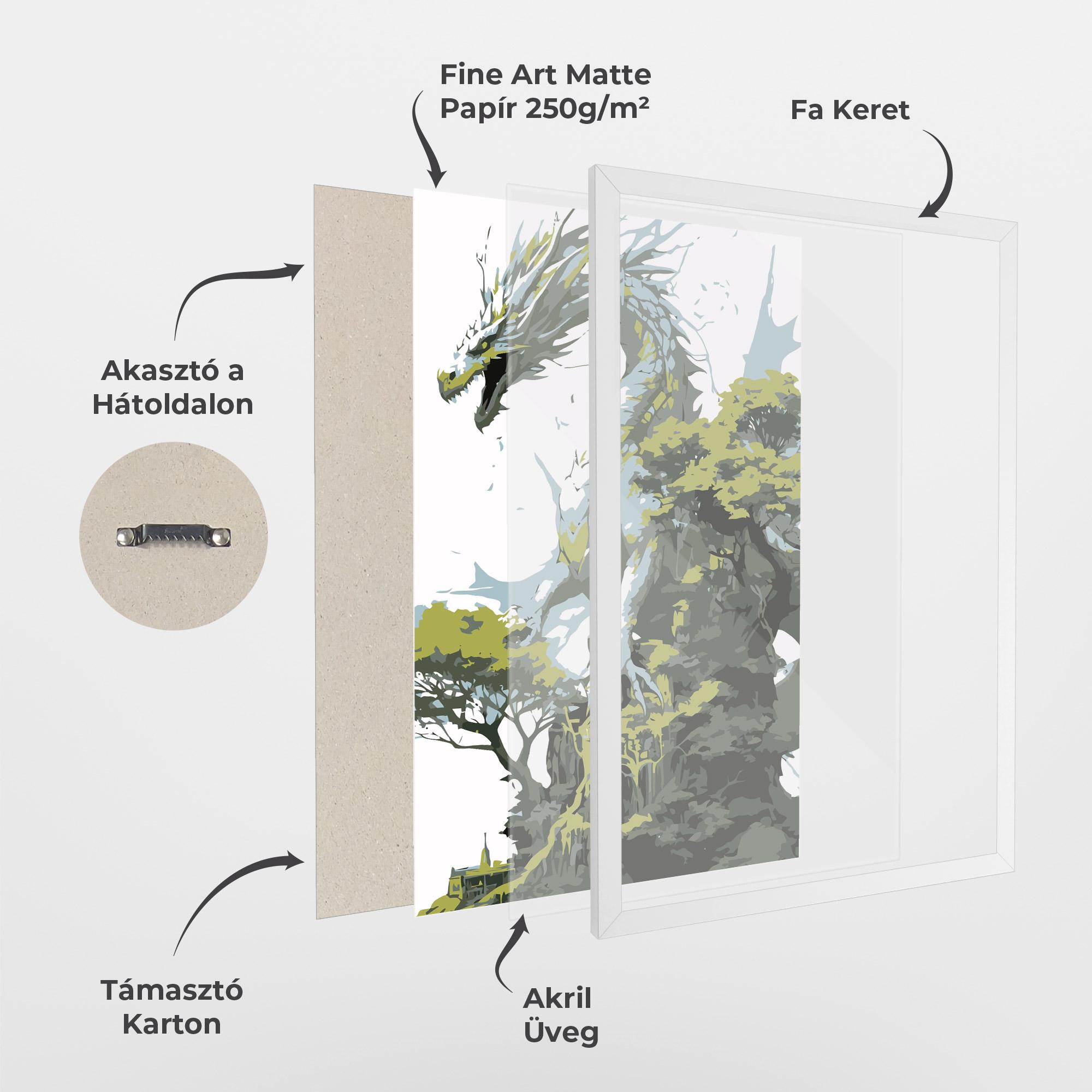 Keretezett Poszter Grey Nature Dragon mockup 1
