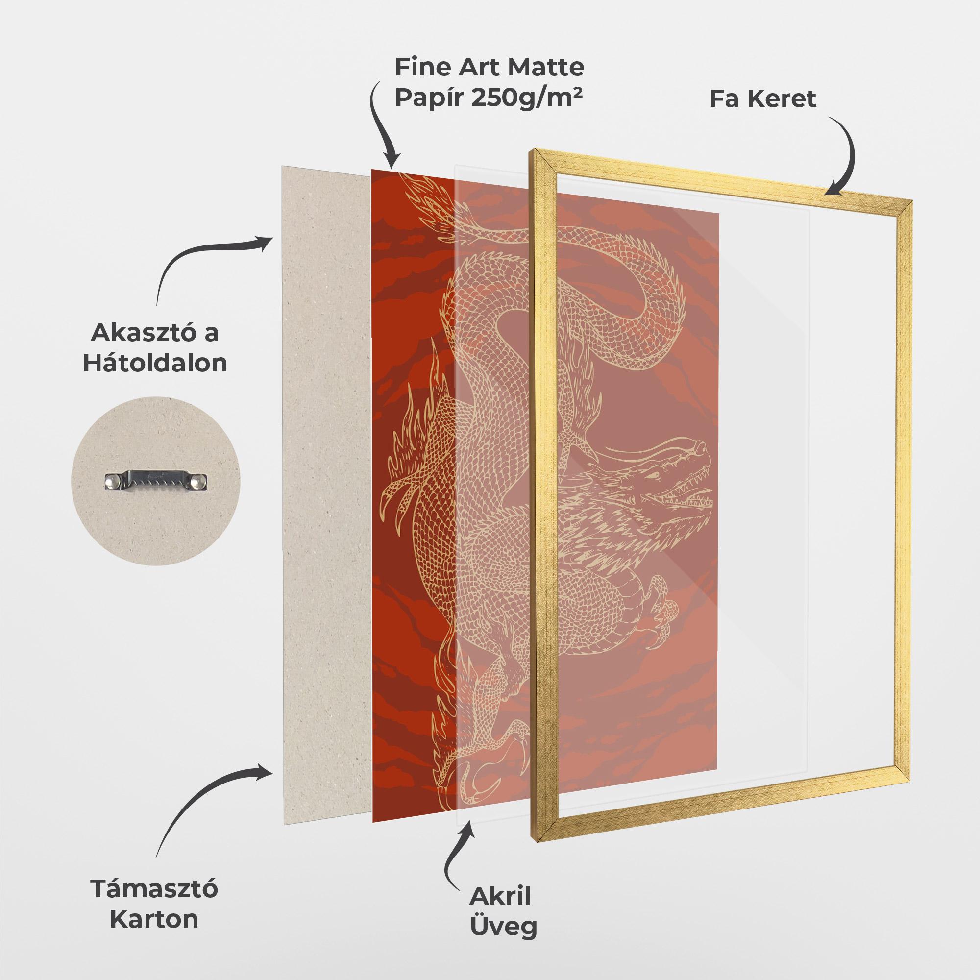 Keretezett Poszter Chinese Dragon Red mockup 1