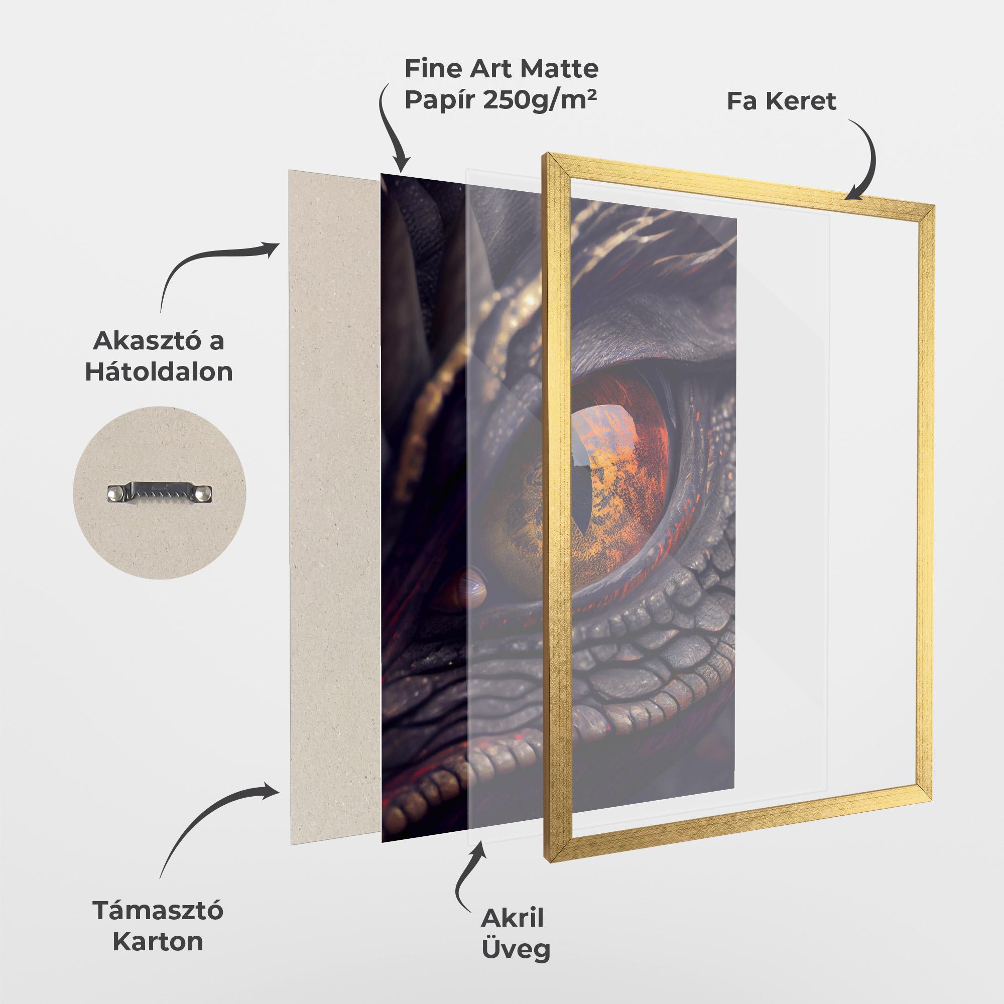 Keretezett Poszter Close Up Red Eye Dragon mockup 1