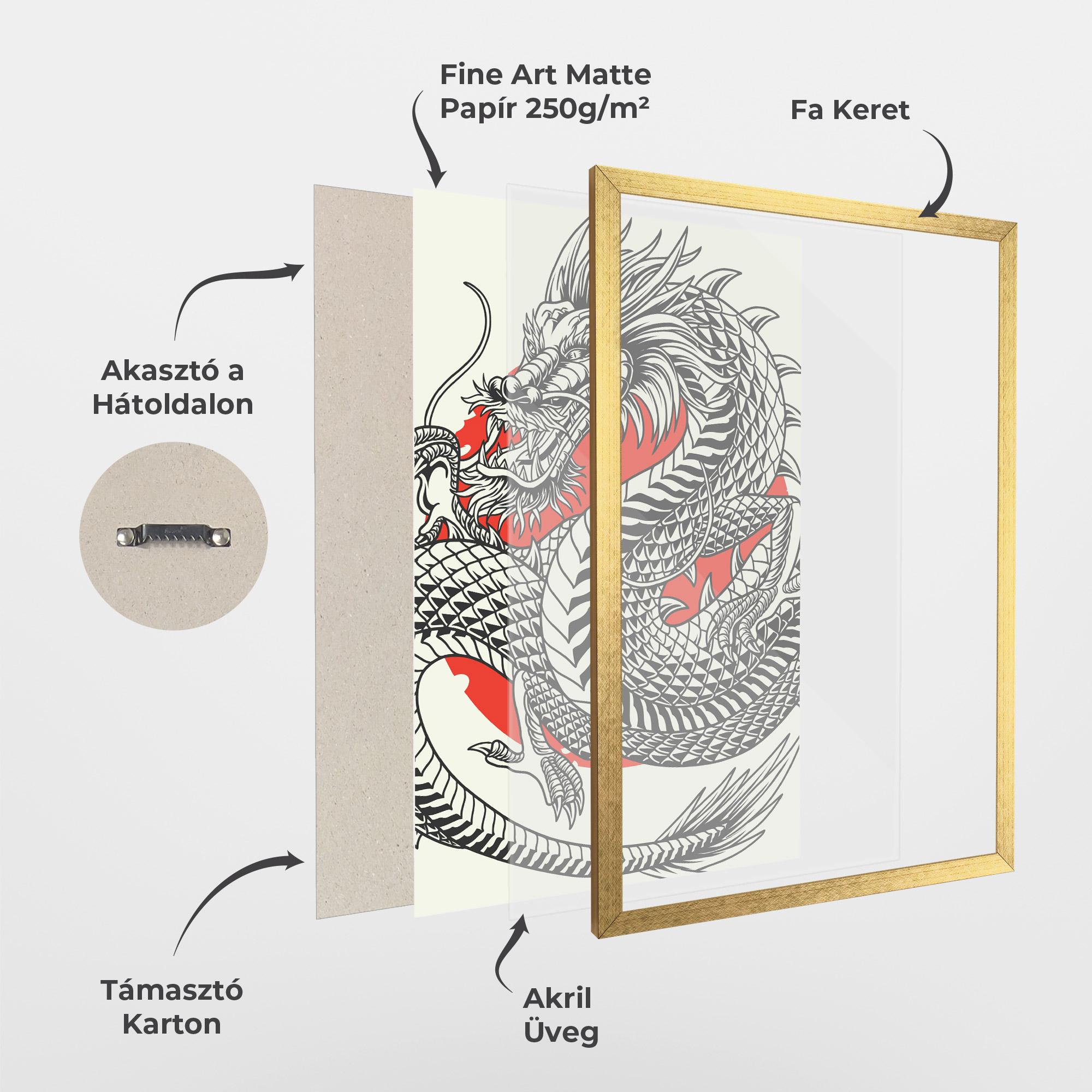 Keretezett Poszter Cream Grey Dragon mockup 1