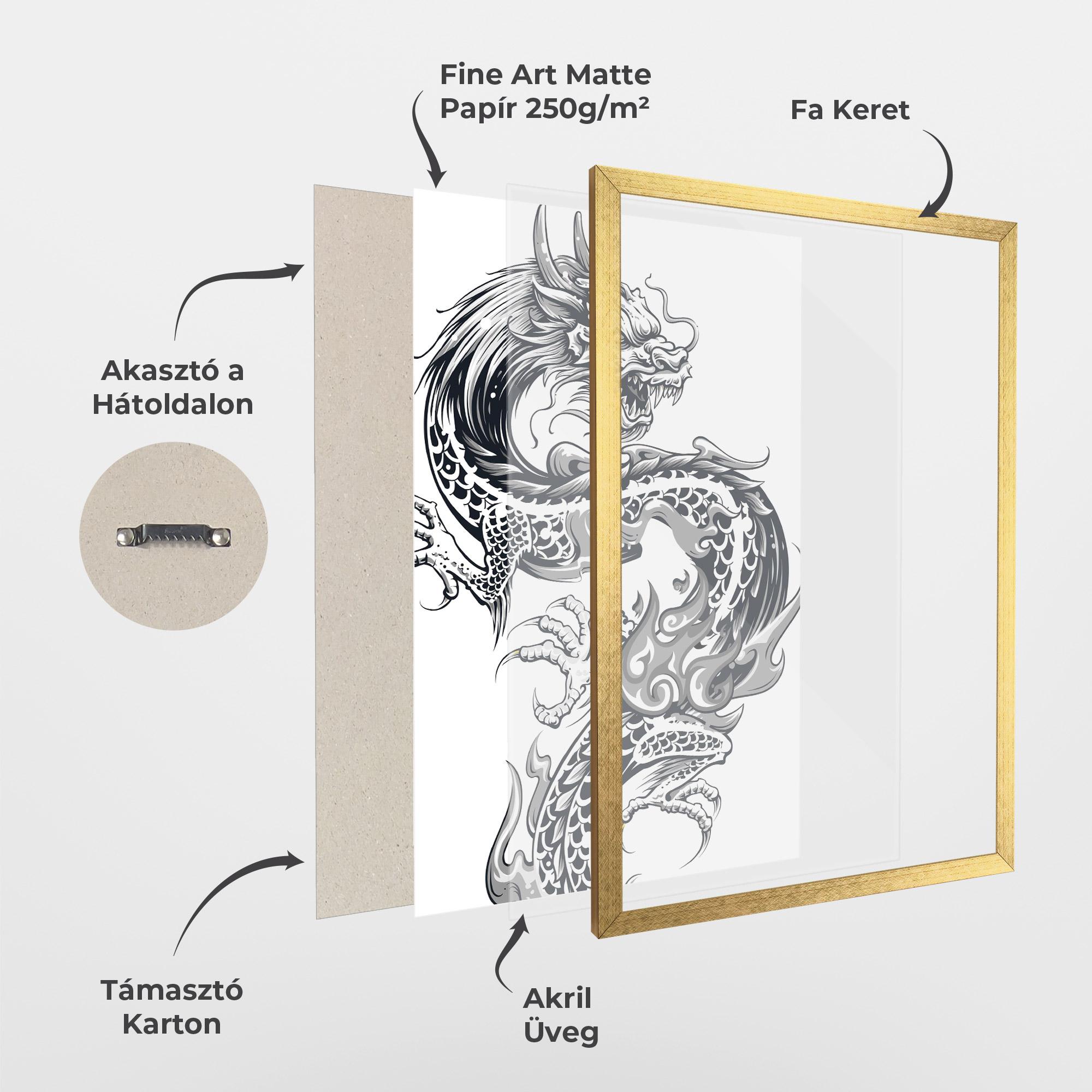 Keretezett Poszter Dragon Line mockup 1