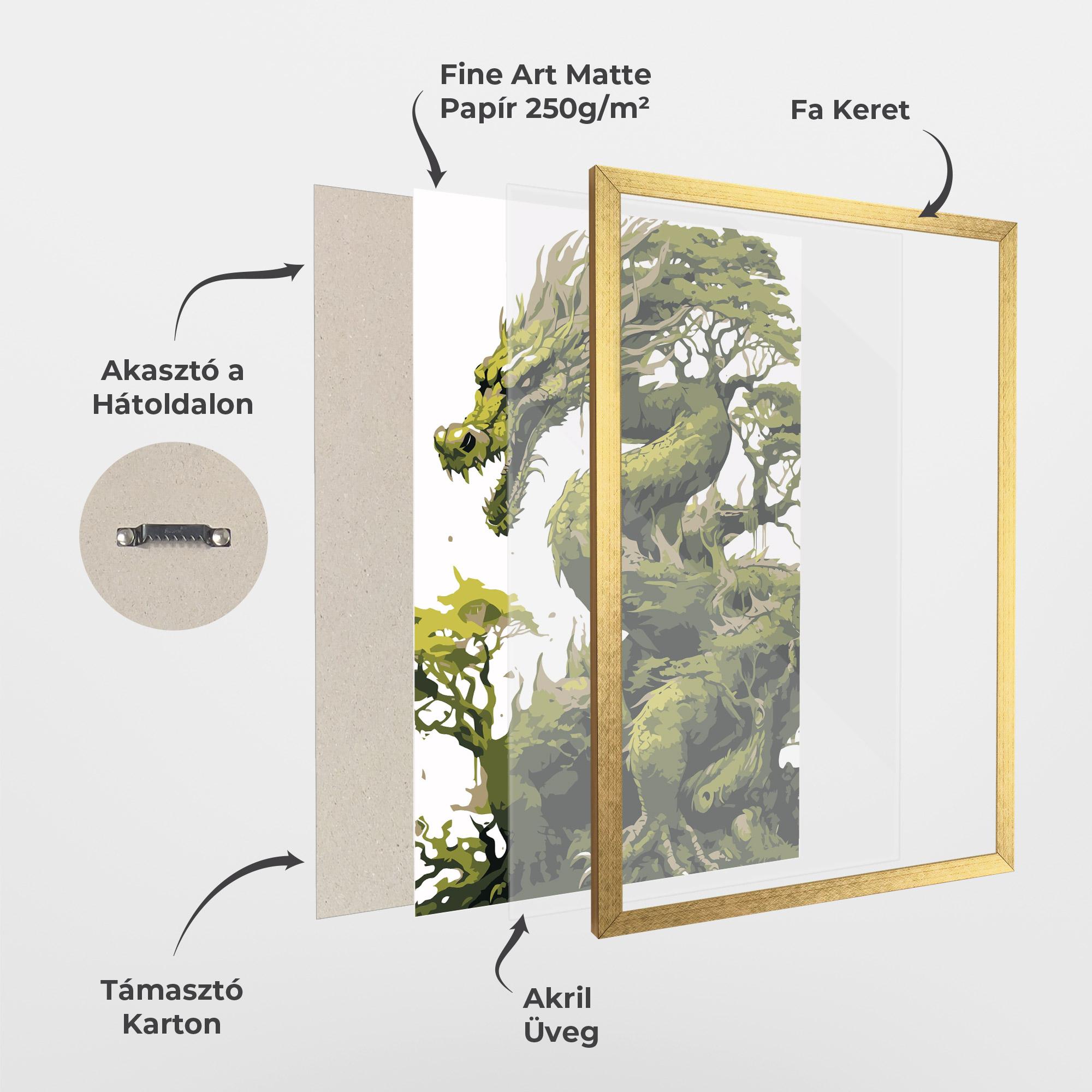Keretezett Poszter Green Nature Dragon mockup 1