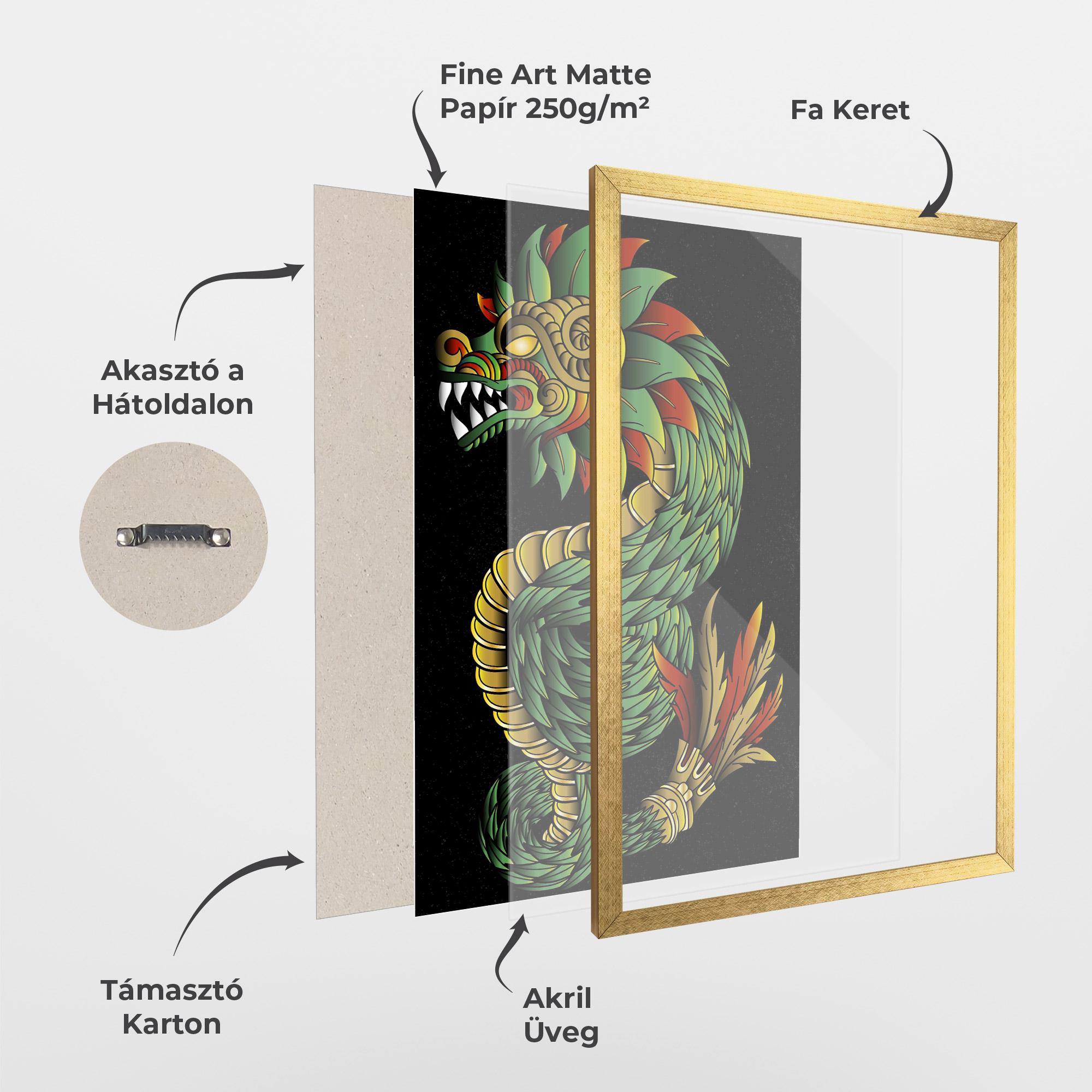 Keretezett Poszter Green Yellow Dragon mockup 1