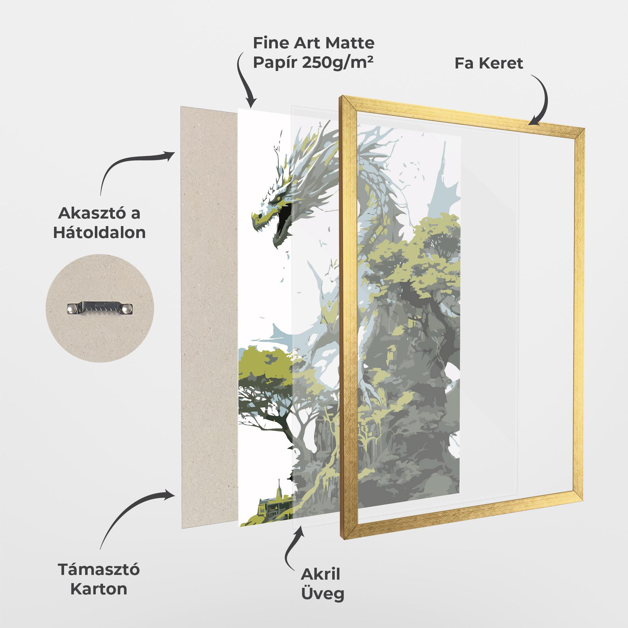 Keretezett Poszter Grey Nature Dragon mockup 1