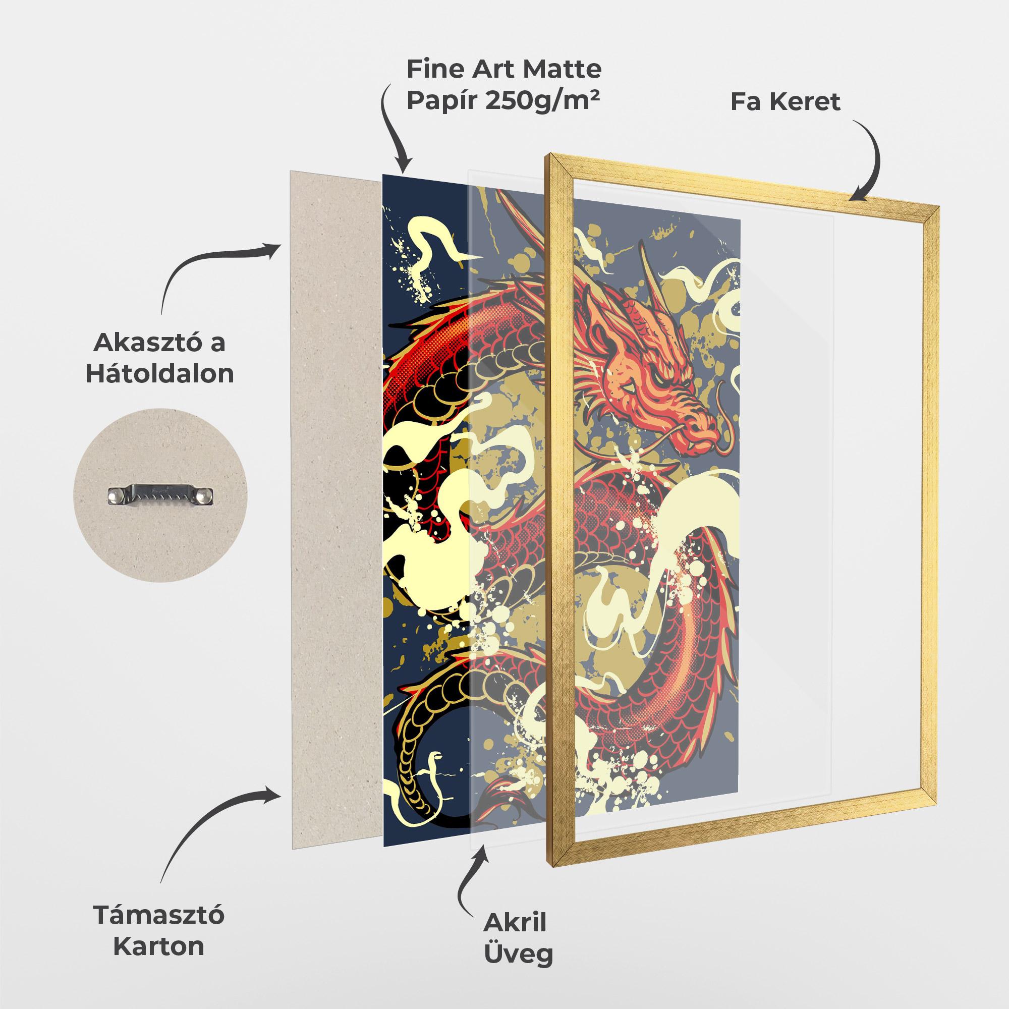 Keretezett Poszter Red Cream Dragon mockup 1