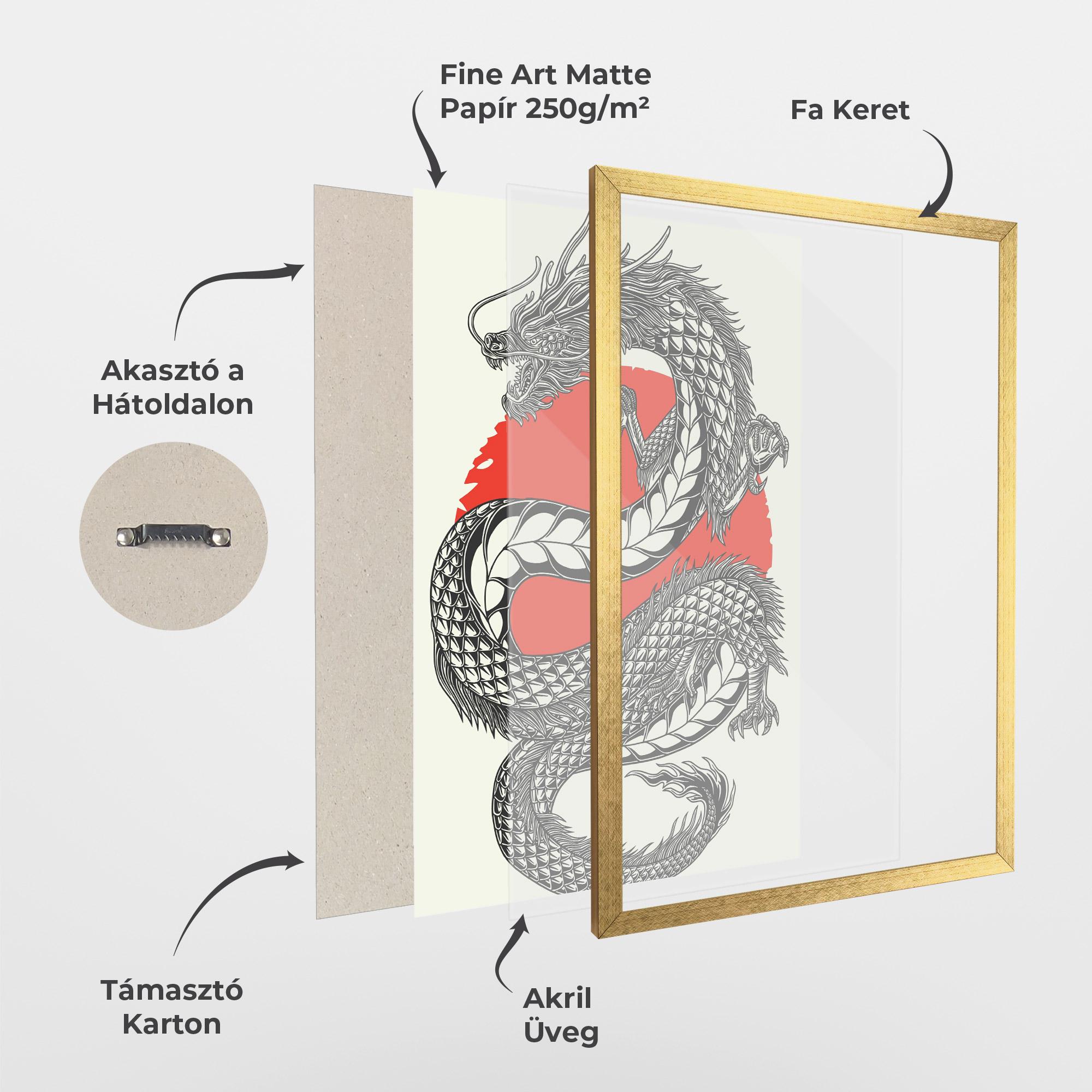 Keretezett Poszter Red Moon Dragon mockup 1