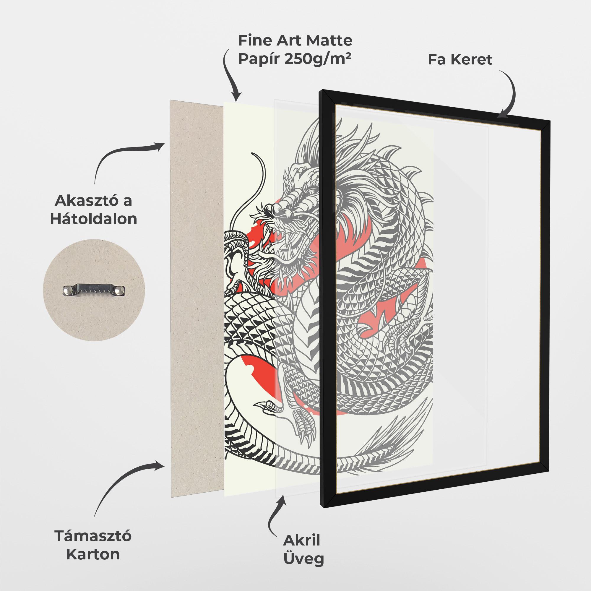 Keretezett Poszter Cream Grey Dragon mockup 1