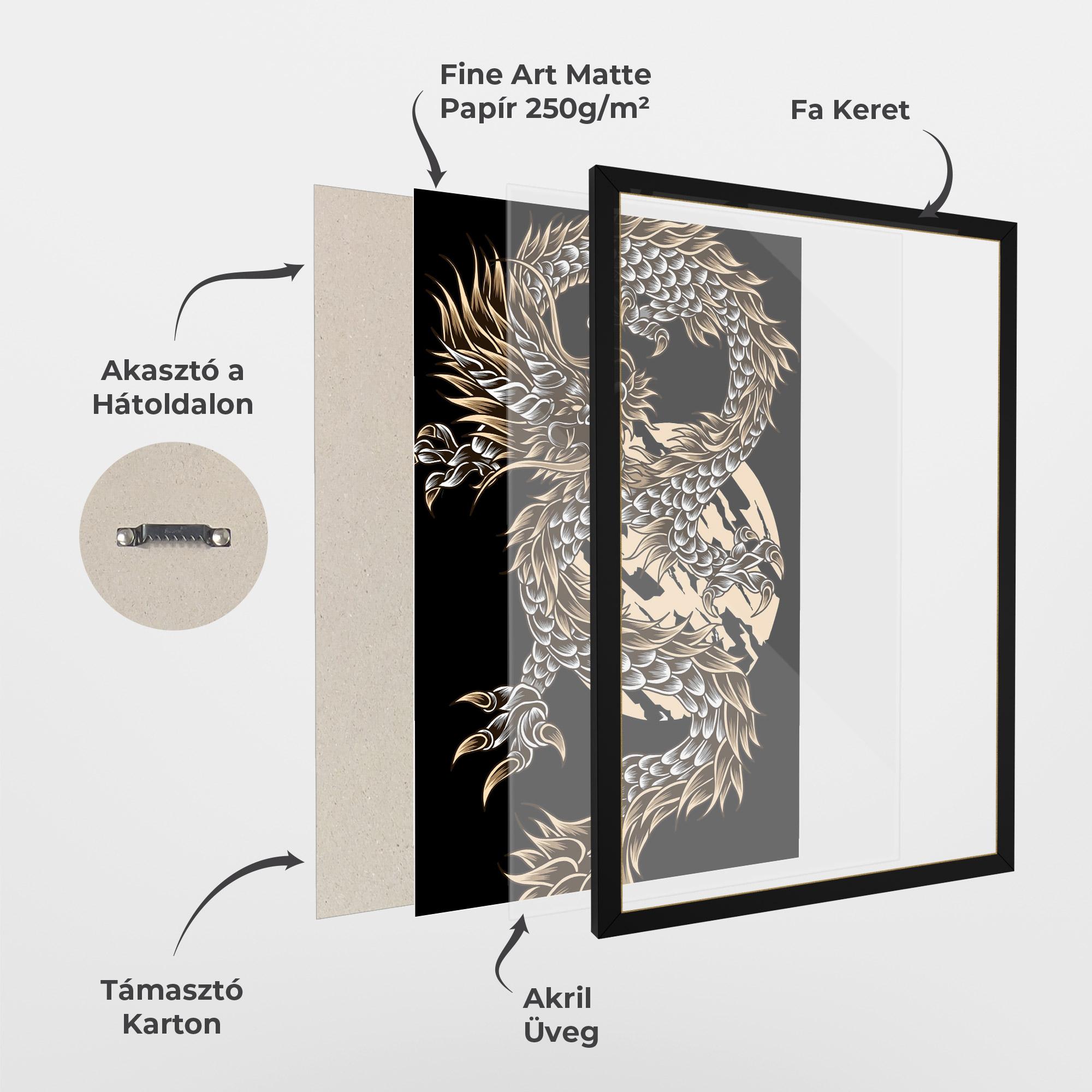 Keretezett Poszter Cream Moon Dragon mockup 1