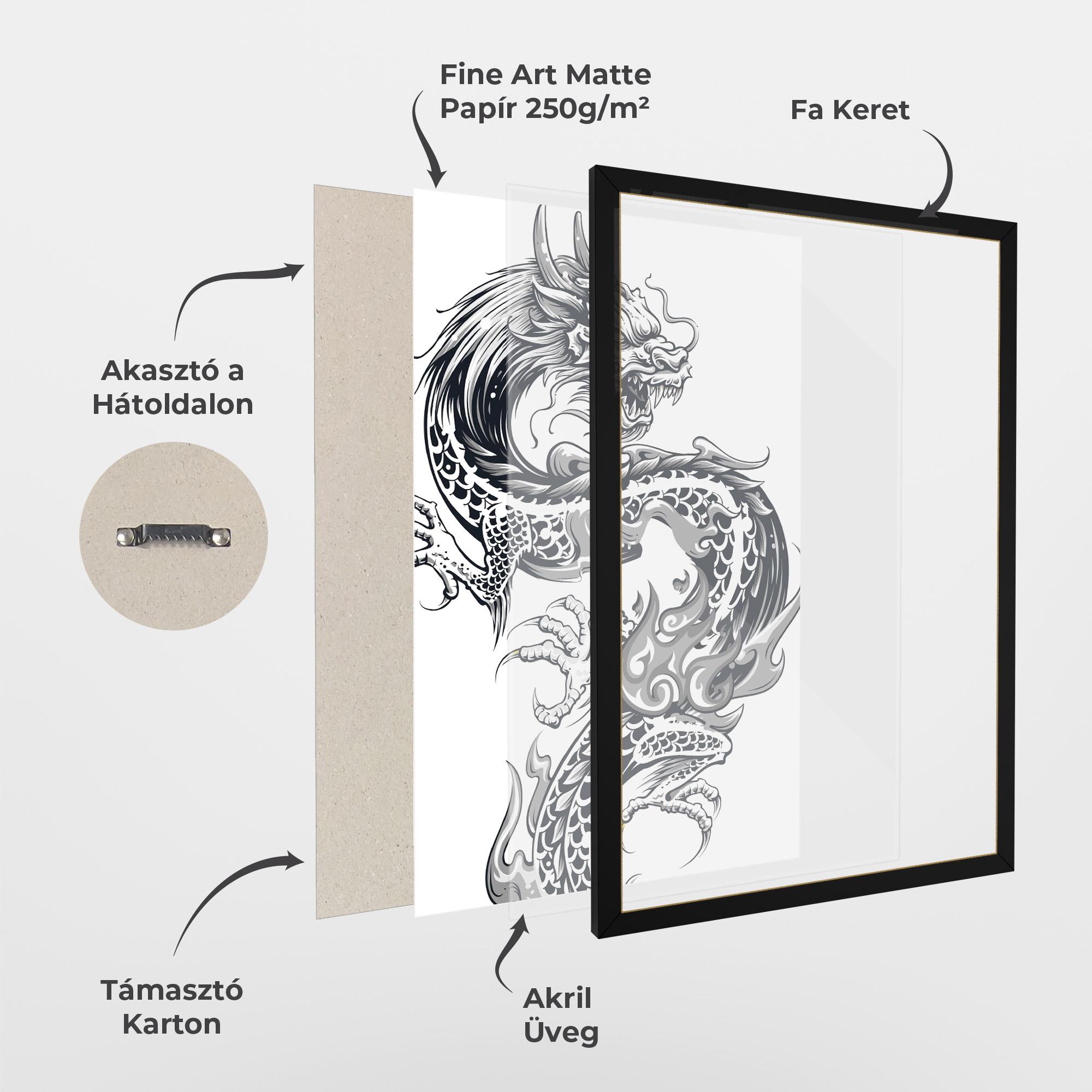 Keretezett Poszter Dragon Line mockup 1