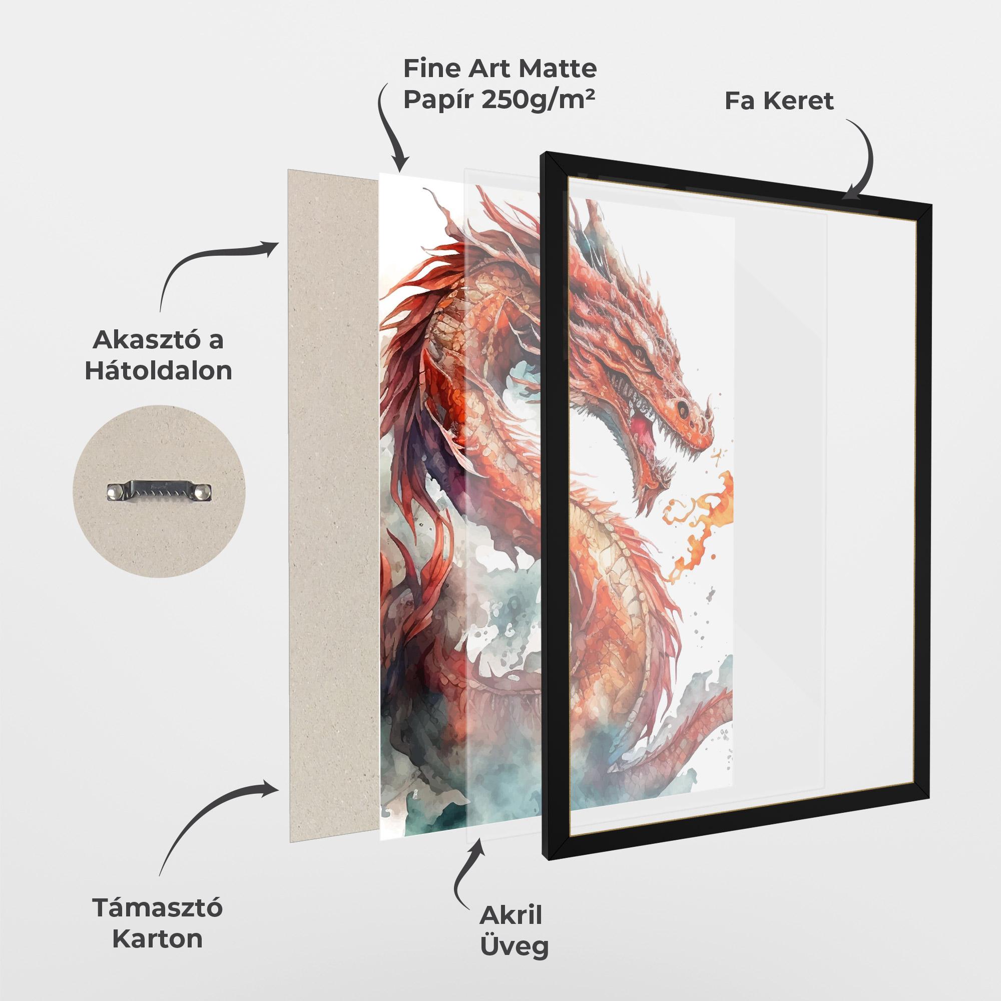 Keretezett Poszter Fire Dragon mockup 1
