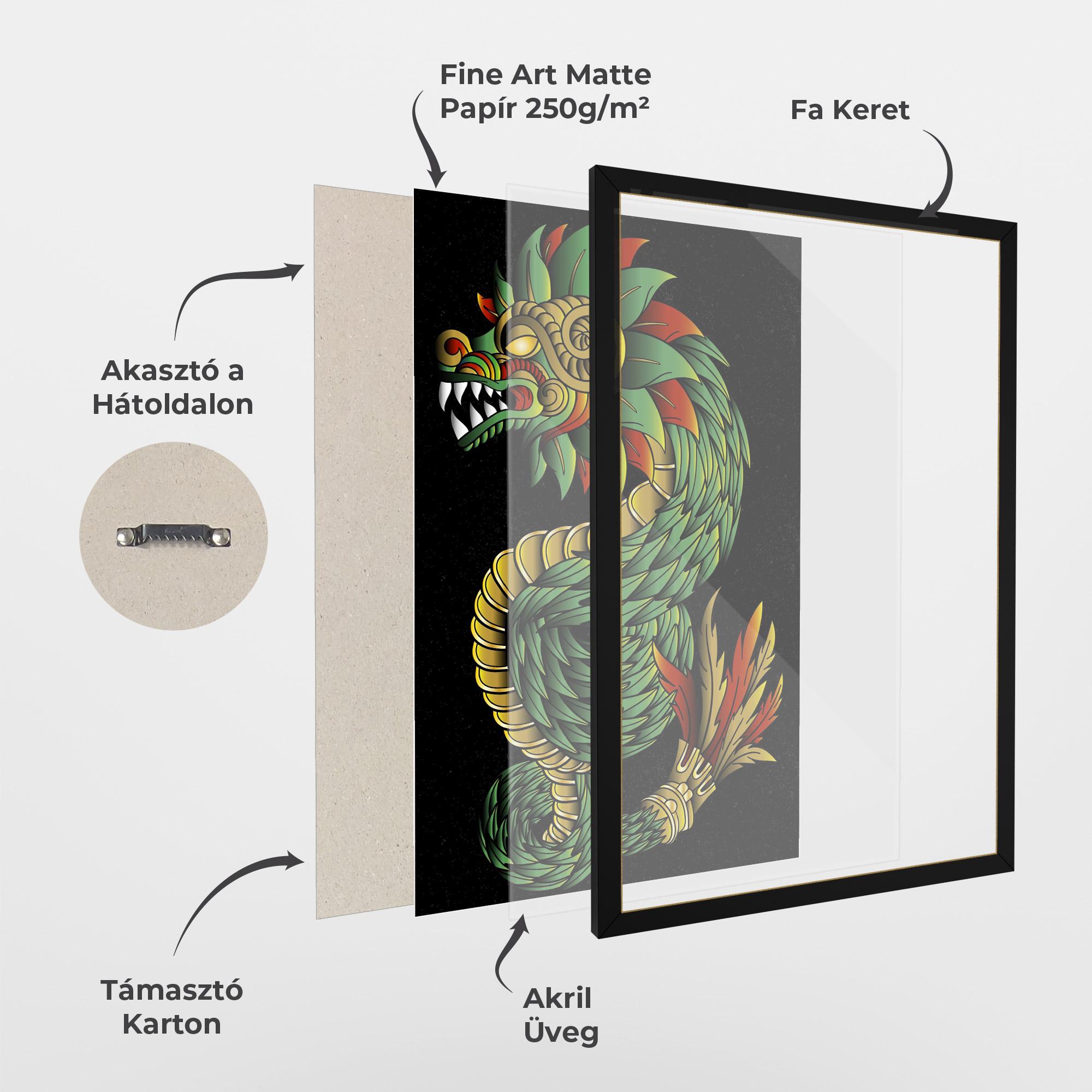 Keretezett Poszter Green Yellow Dragon mockup 1