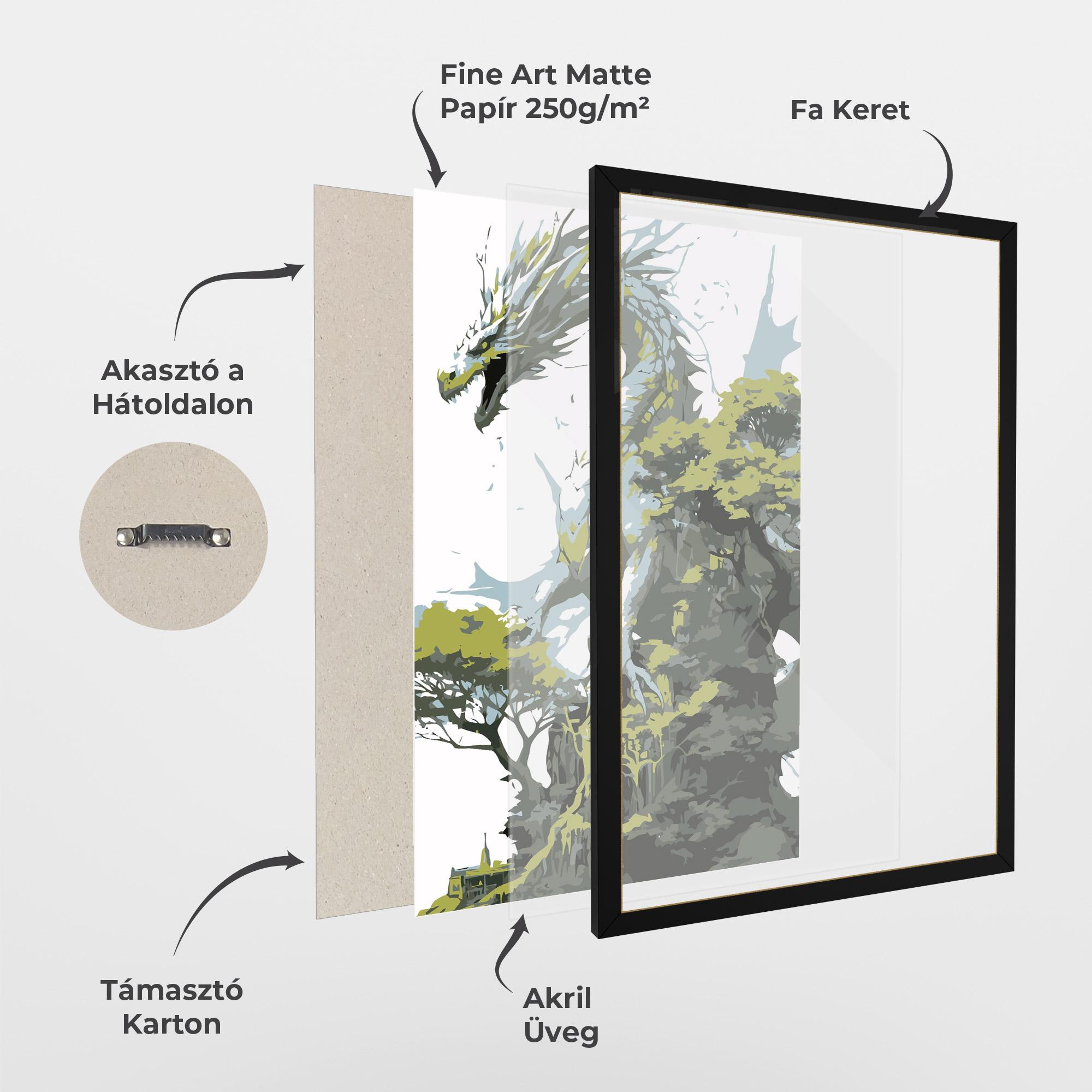 Keretezett Poszter Grey Nature Dragon mockup 1