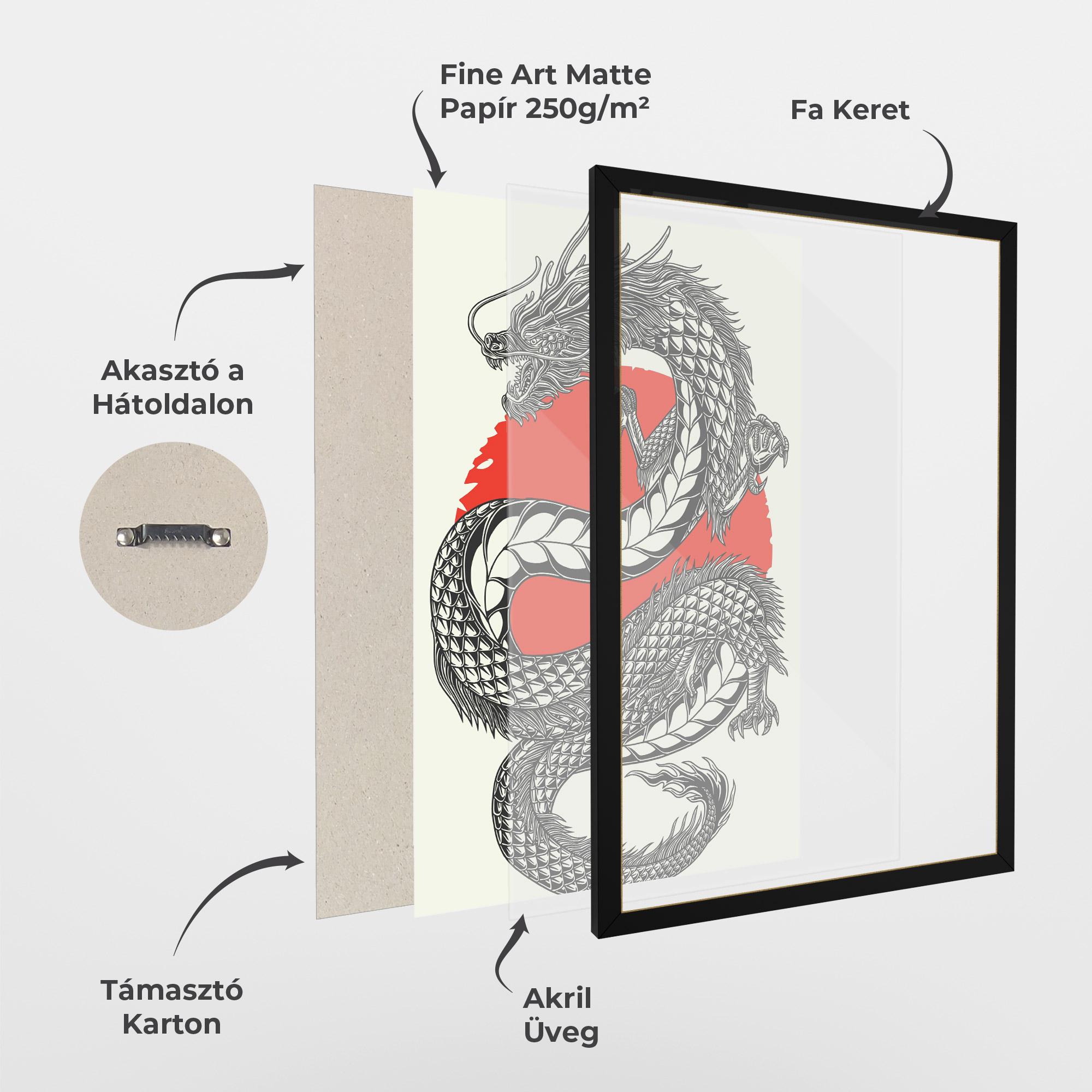 Keretezett Poszter Red Moon Dragon mockup 1