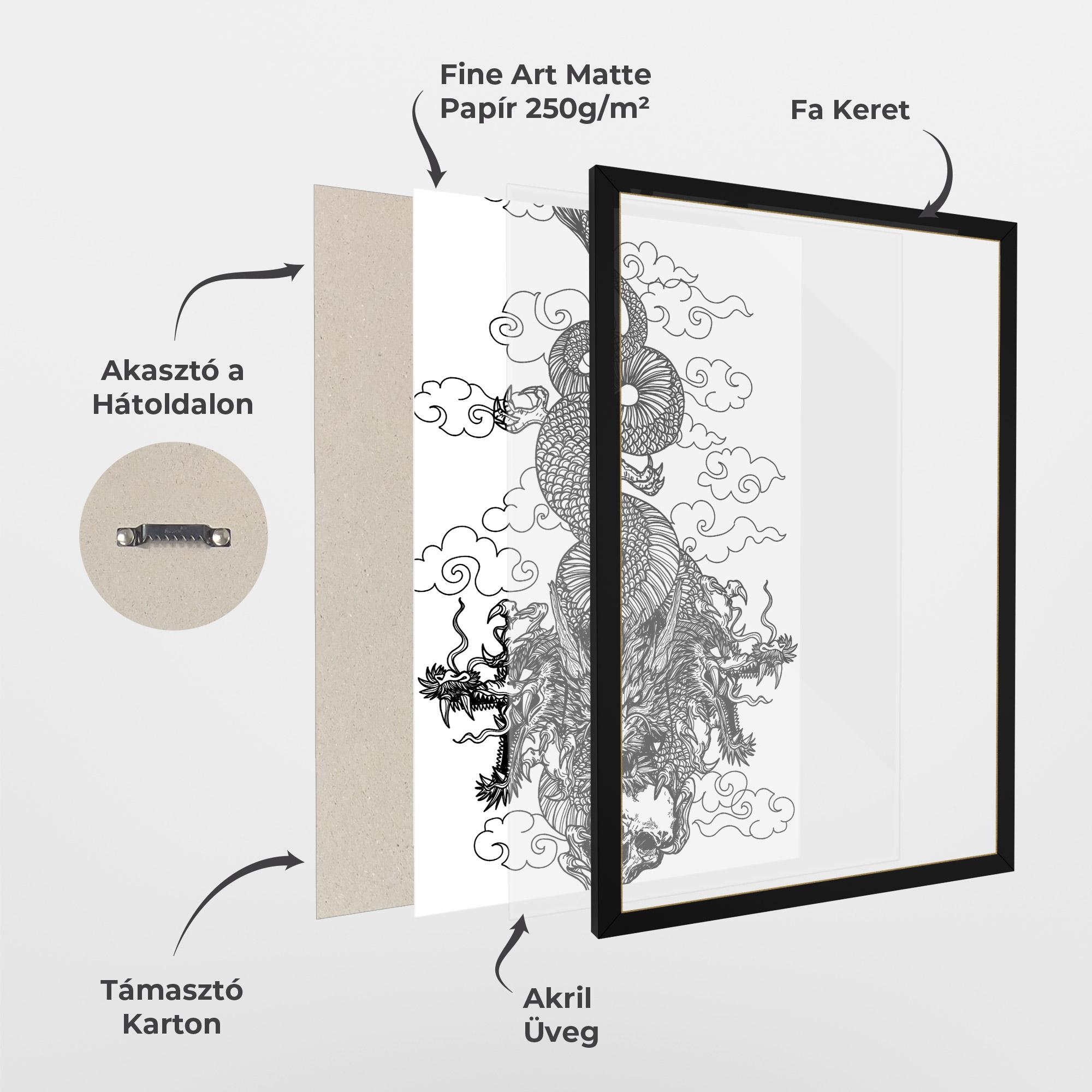 Keretezett Poszter Skull Dragon mockup 1