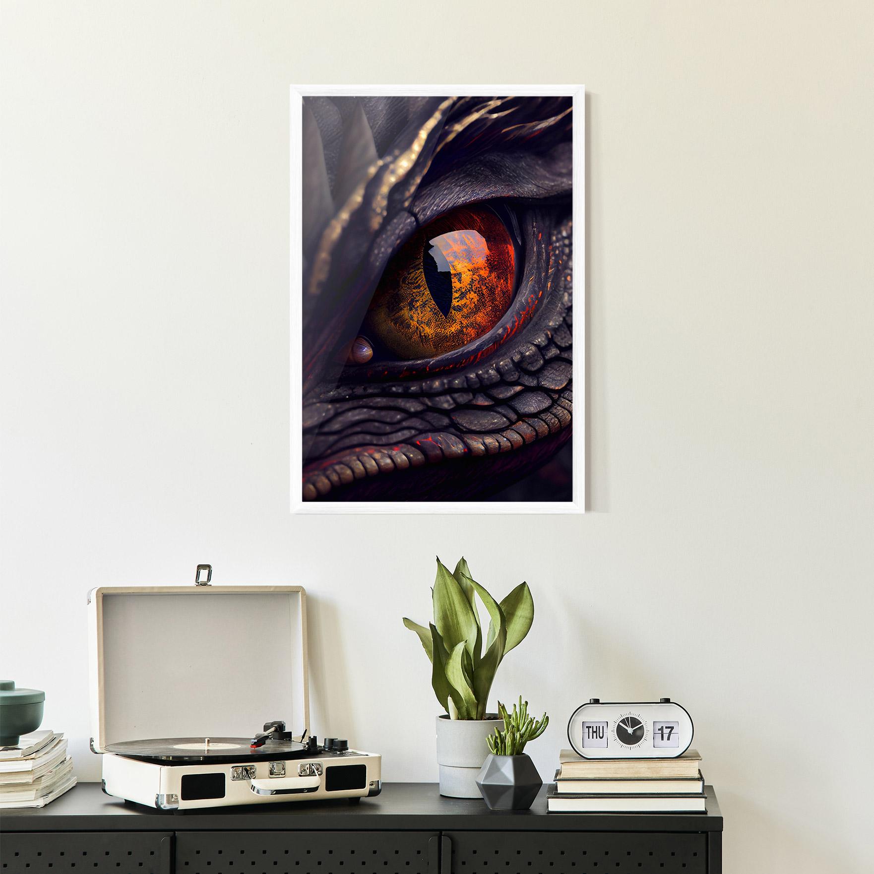 Keretezett Poszter Close Up Red Eye Dragon mockup 2