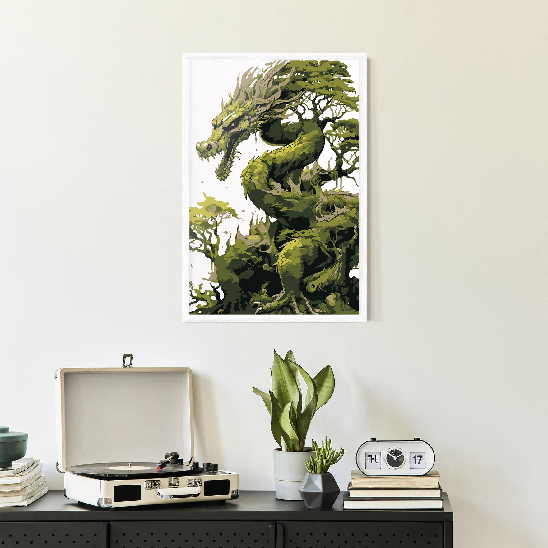 Keretezett Poszter Green Nature Dragon mockup 2