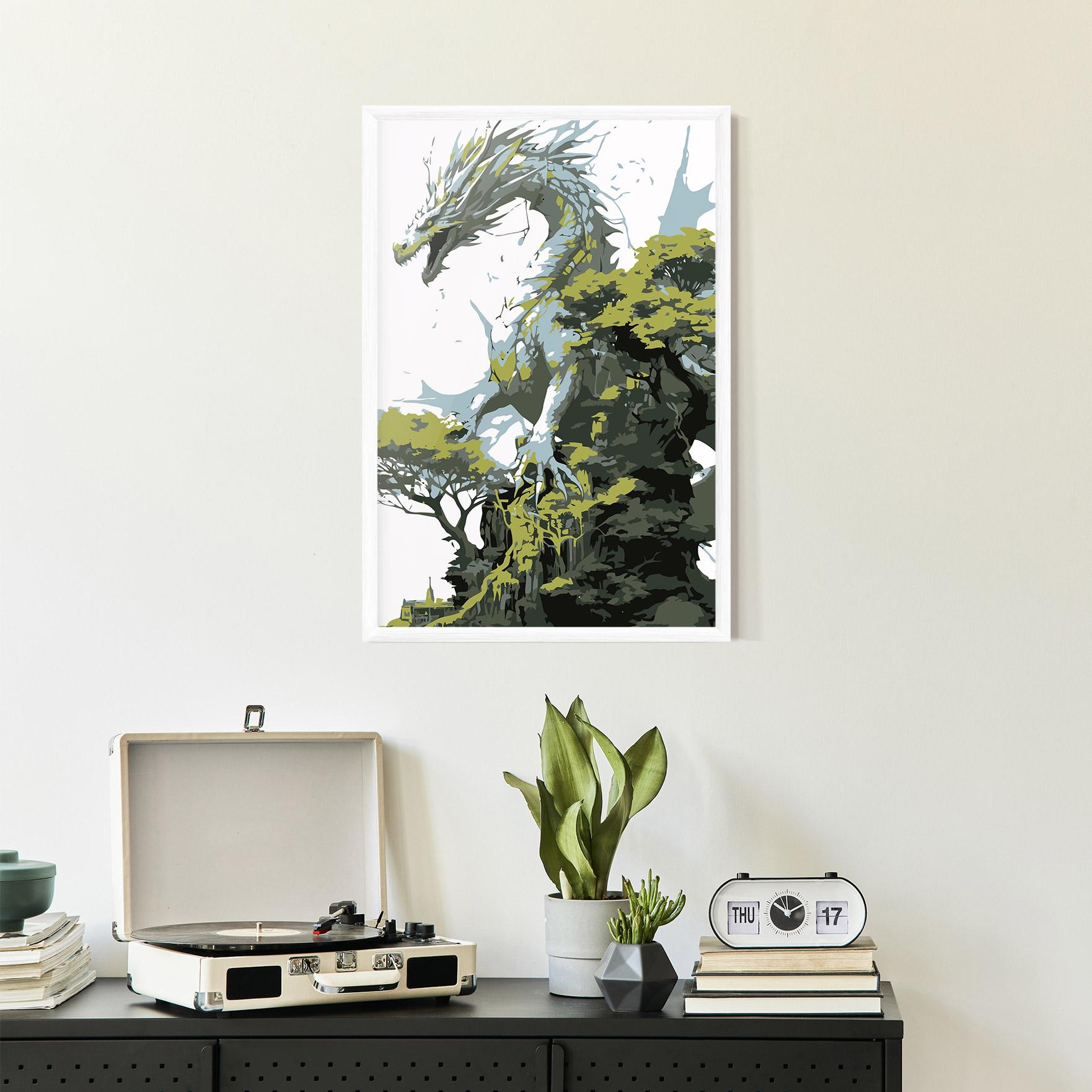 Keretezett Poszter Grey Nature Dragon mockup 2