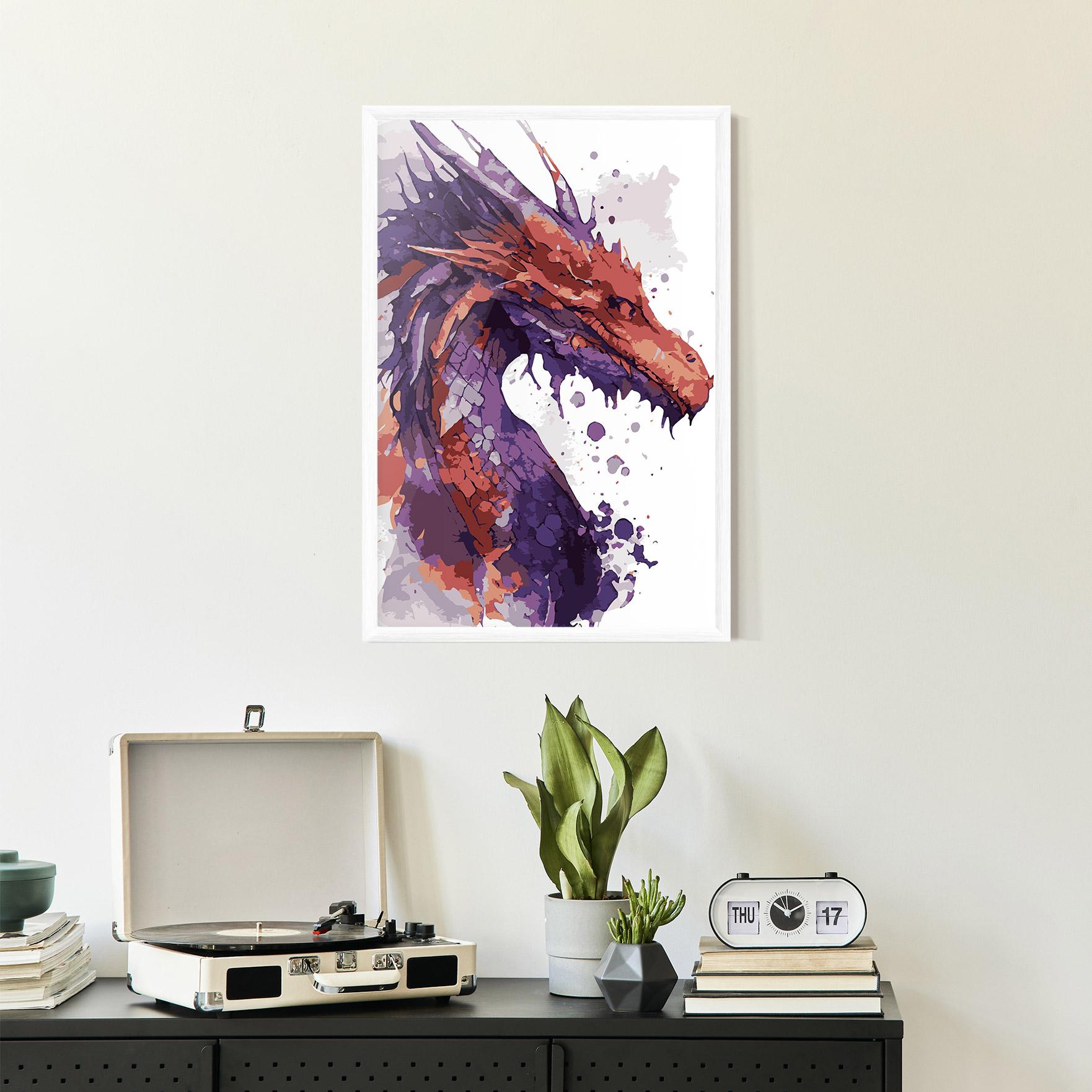 Keretezett Poszter Orange Purple Dragon mockup 2