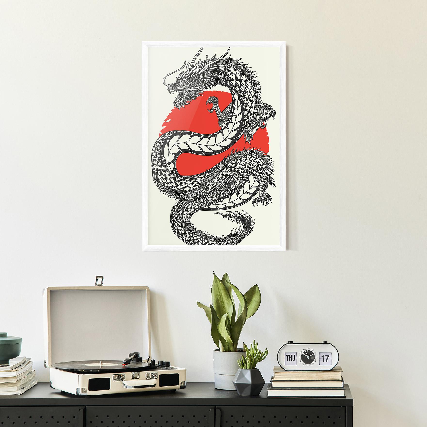 Keretezett Poszter Red Moon Dragon mockup 2