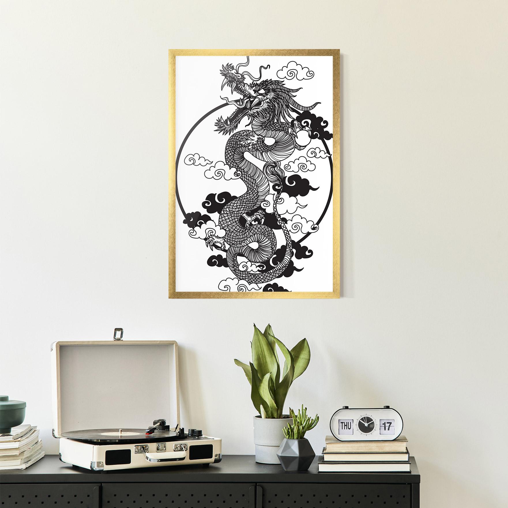 Keretezett Poszter Dragon Circle 01 mockup 2