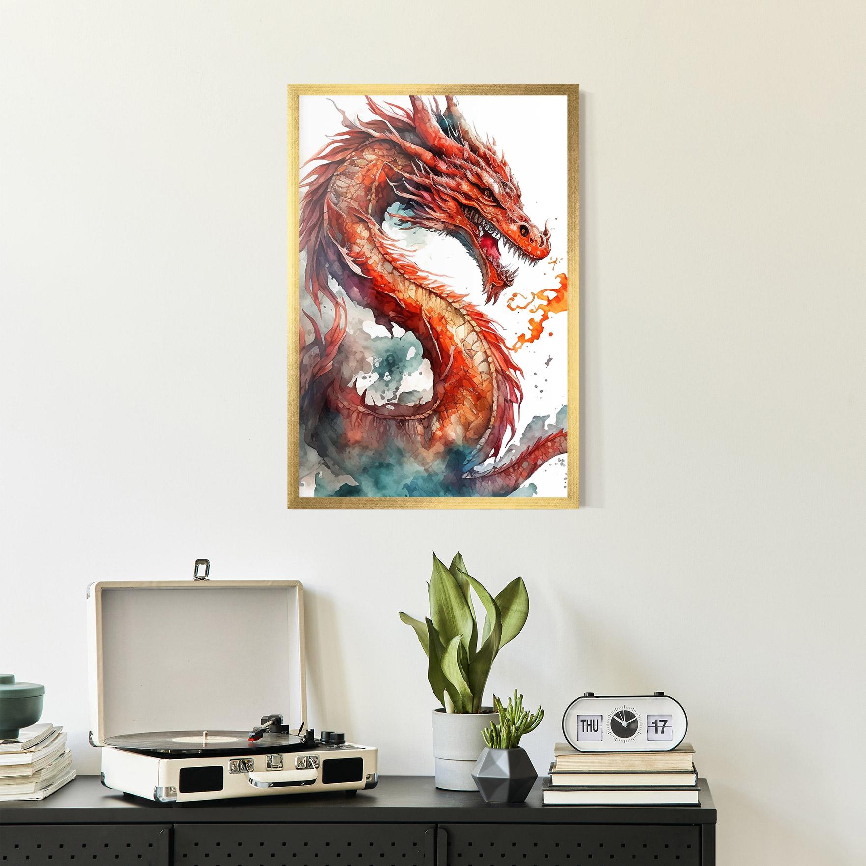 Keretezett Poszter Fire Dragon mockup 2