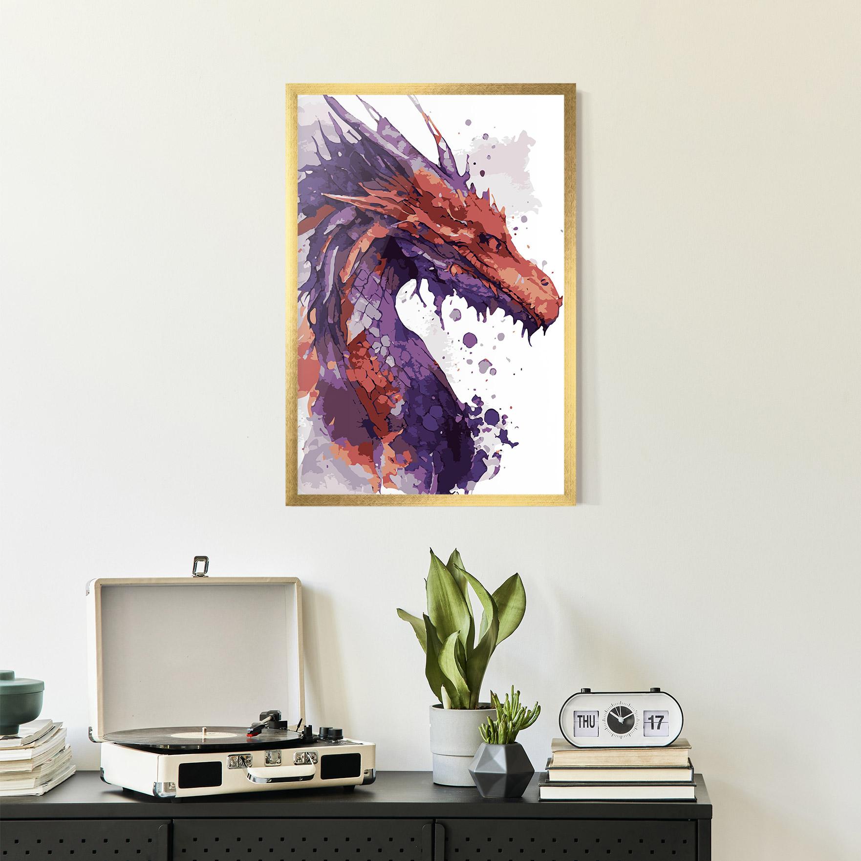 Keretezett Poszter Orange Purple Dragon mockup 2