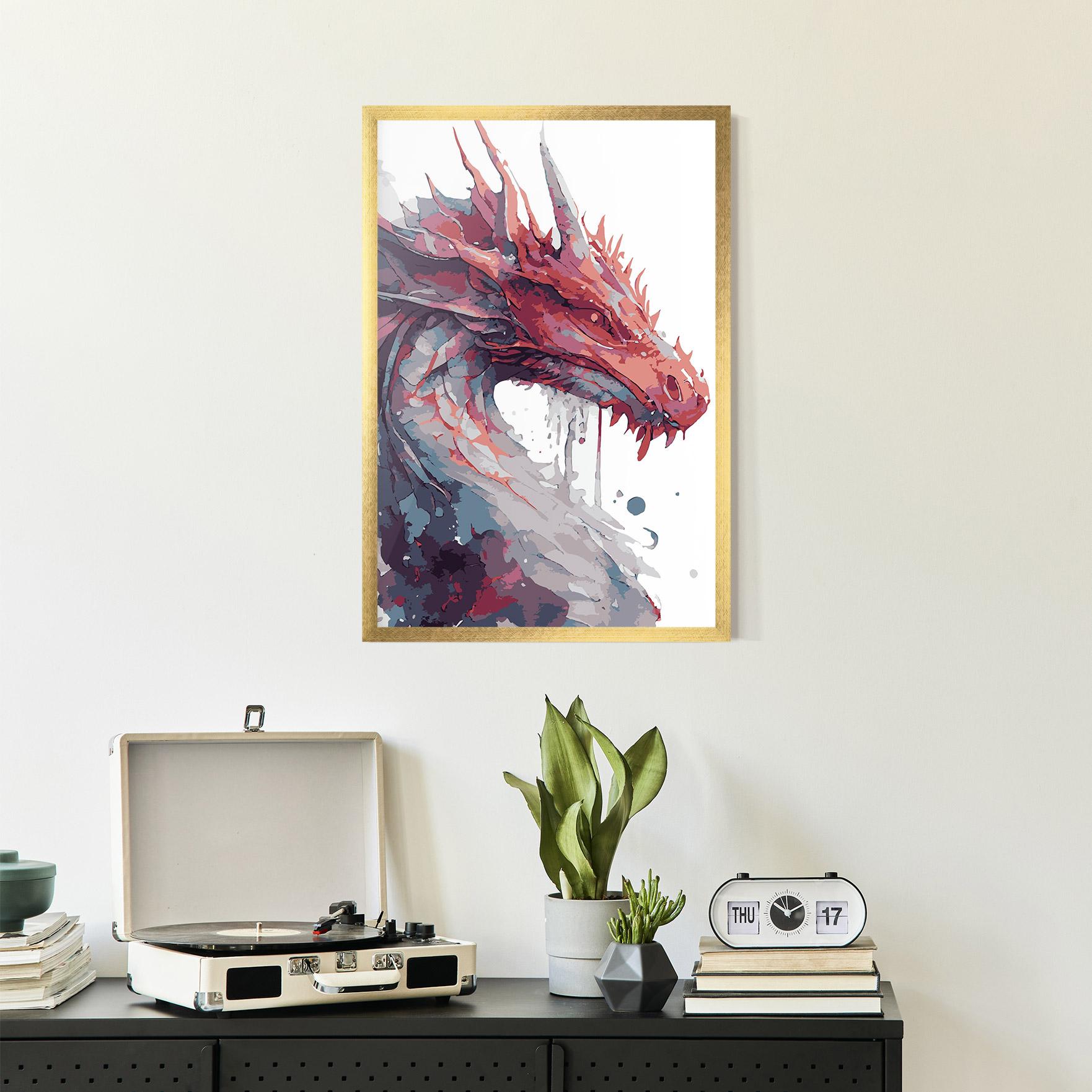 Keretezett Poszter Red Blue Dragon mockup 2