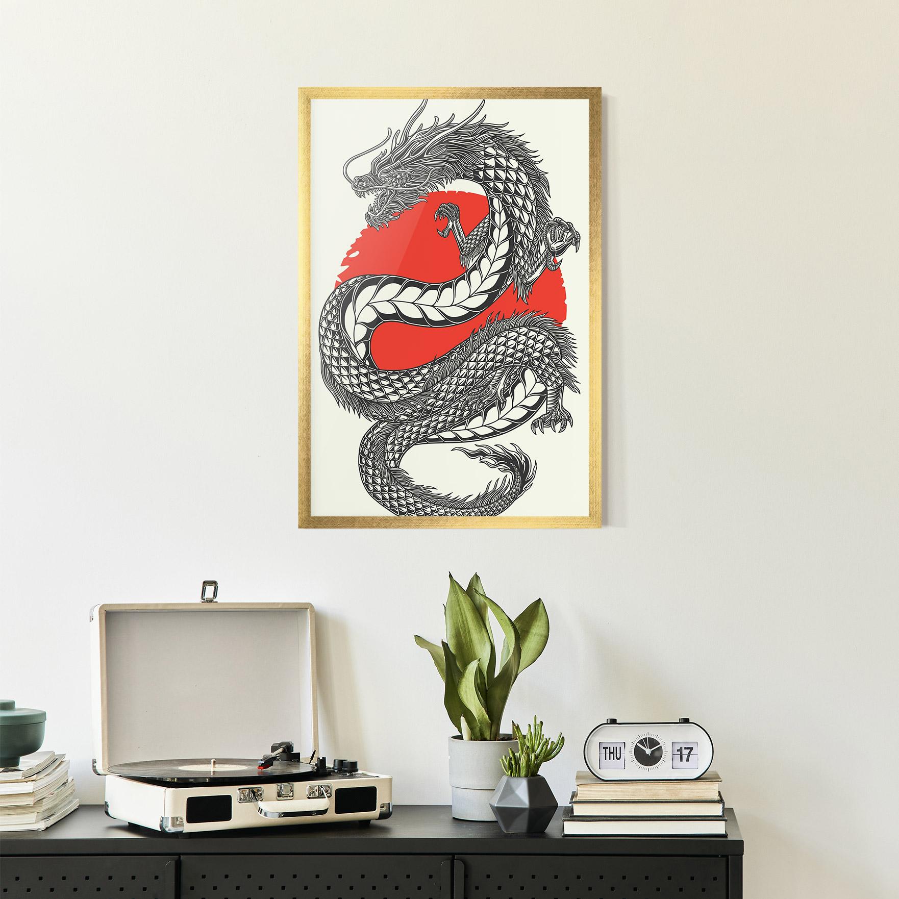 Keretezett Poszter Red Moon Dragon mockup 2