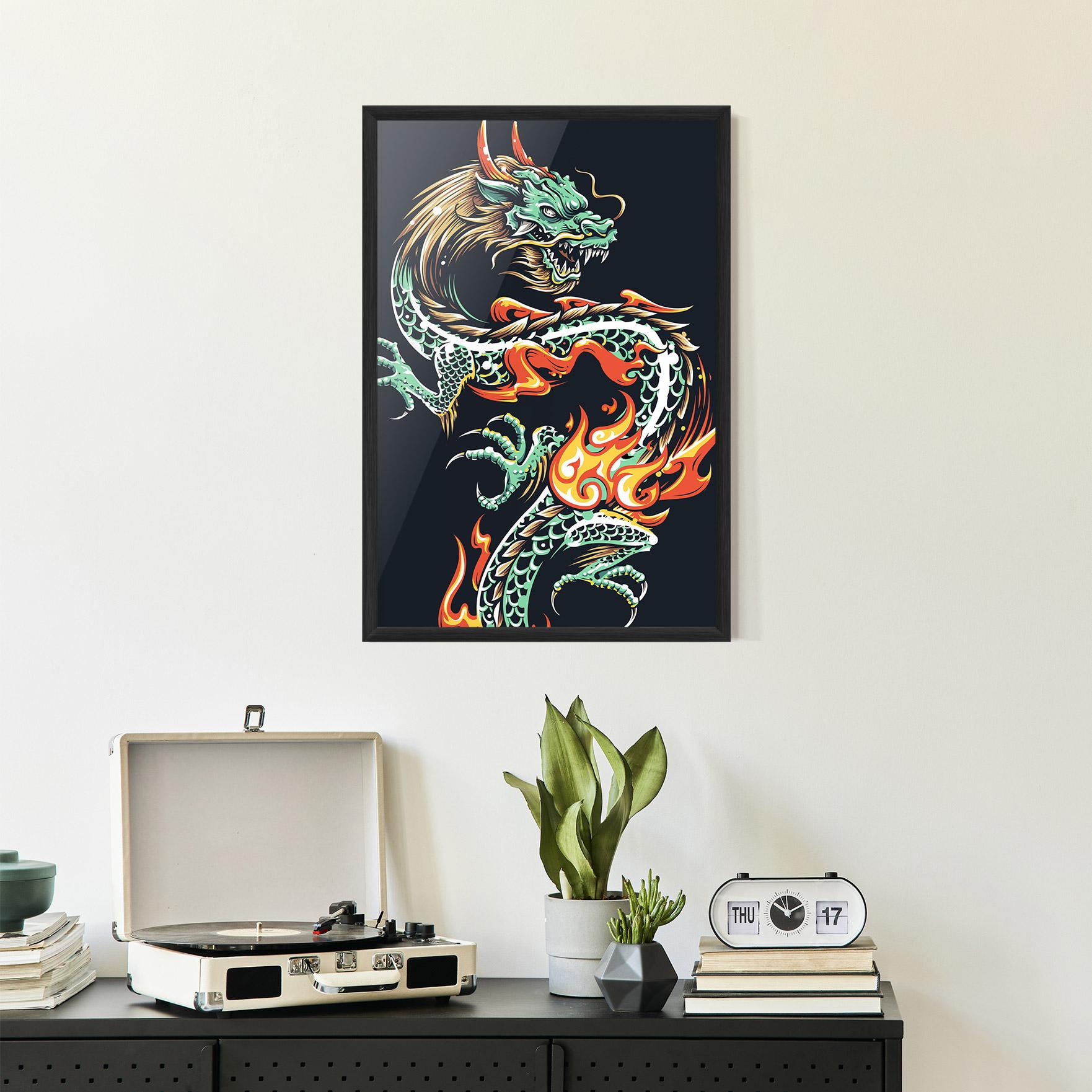 Keretezett Poszter Dragon Green mockup 2