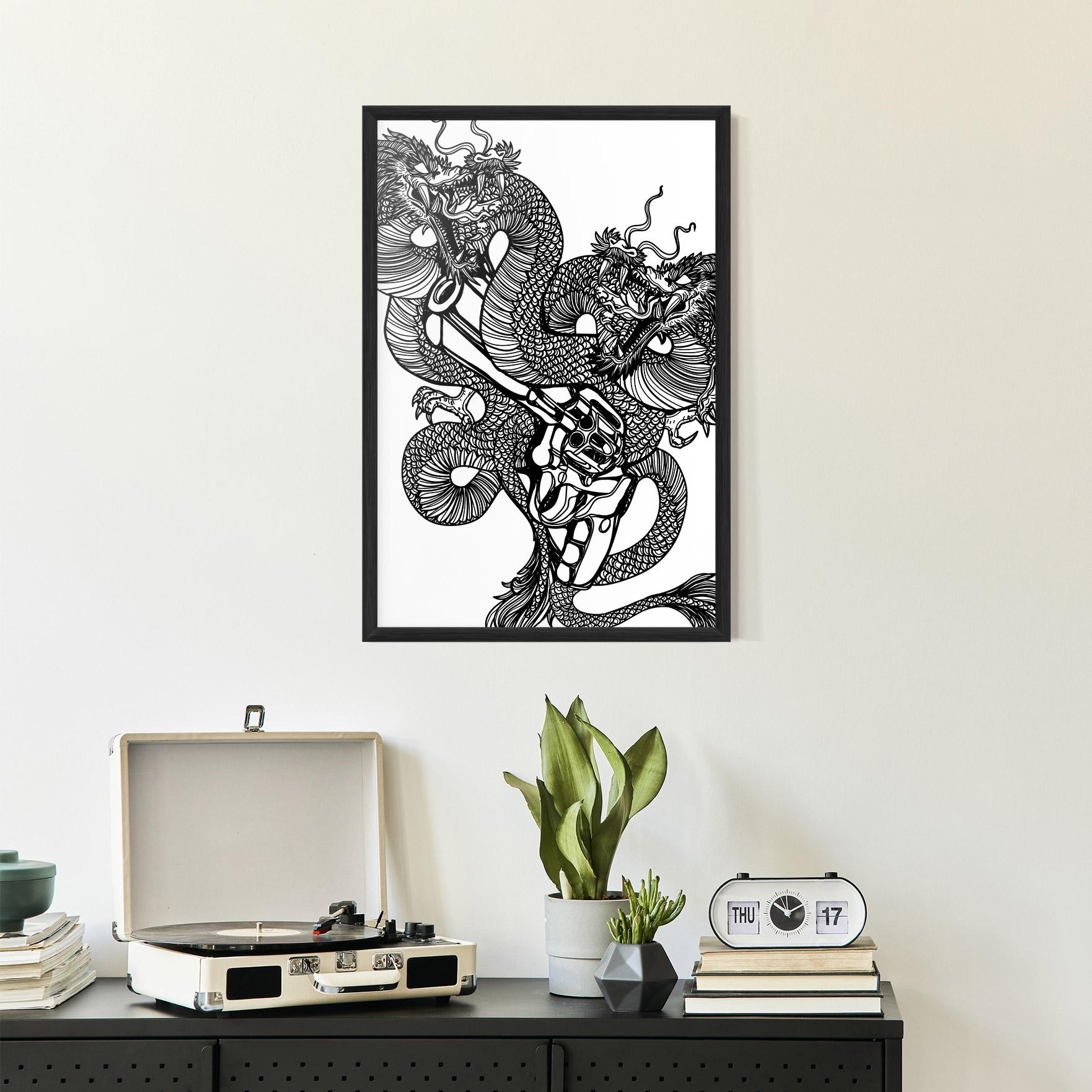 Keretezett Poszter Dragon Gun mockup 2