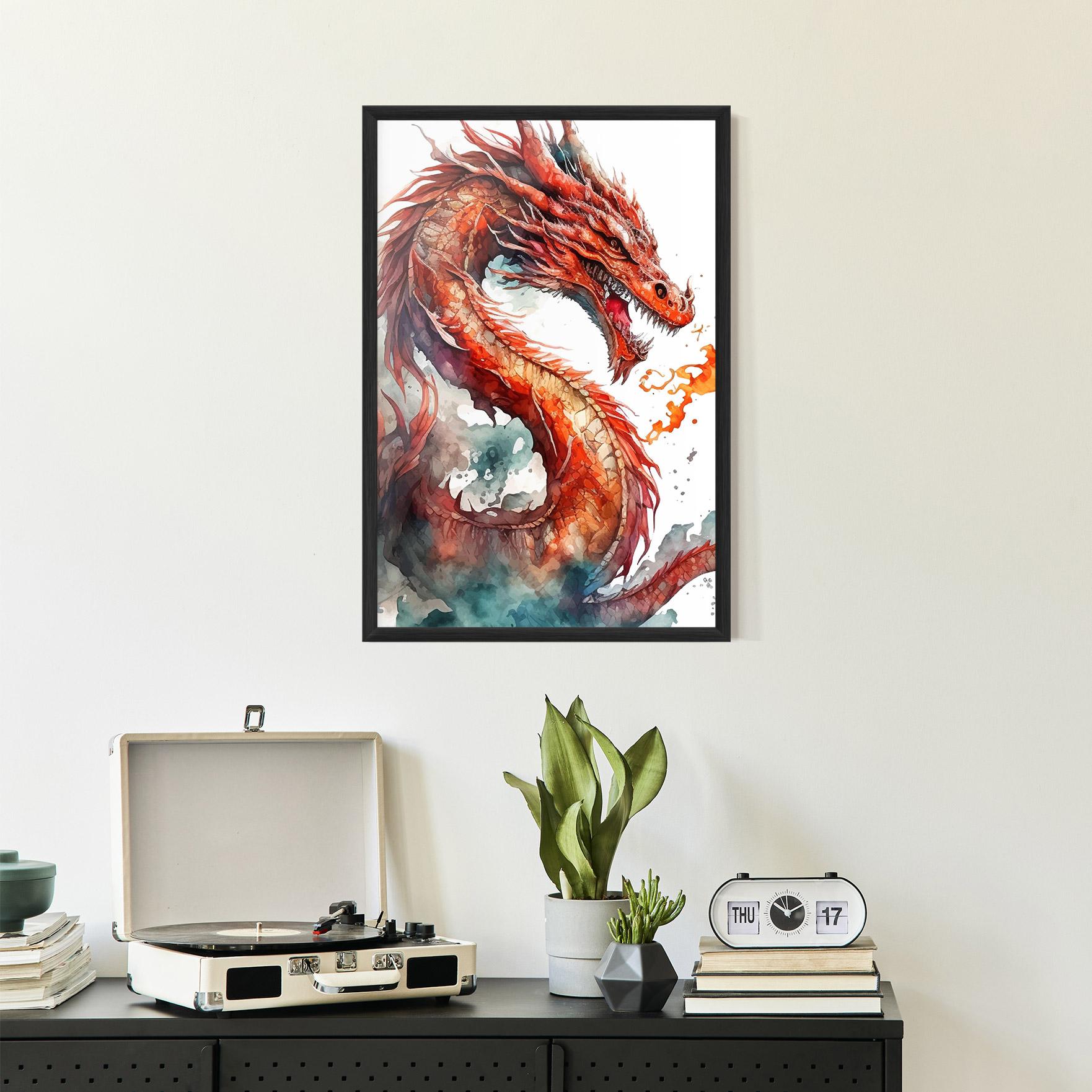 Keretezett Poszter Fire Dragon mockup 2