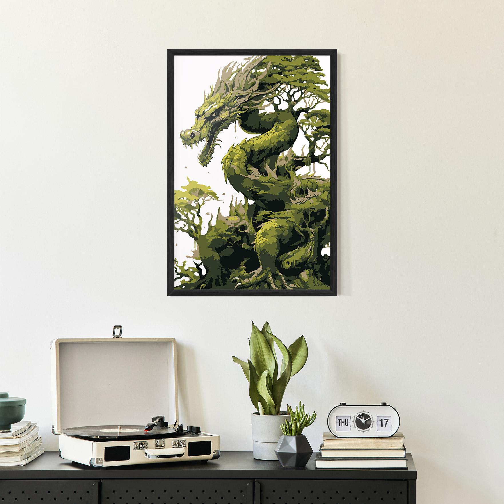 Keretezett Poszter Green Nature Dragon mockup 2