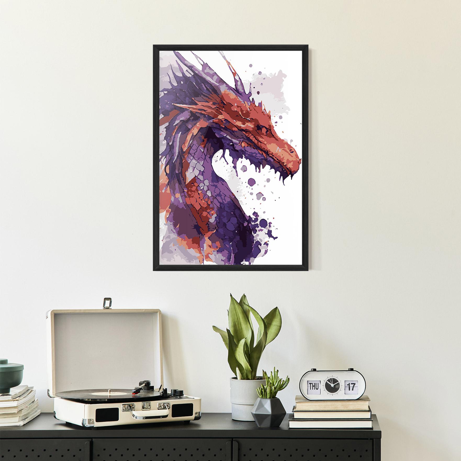 Keretezett Poszter Orange Purple Dragon mockup 2