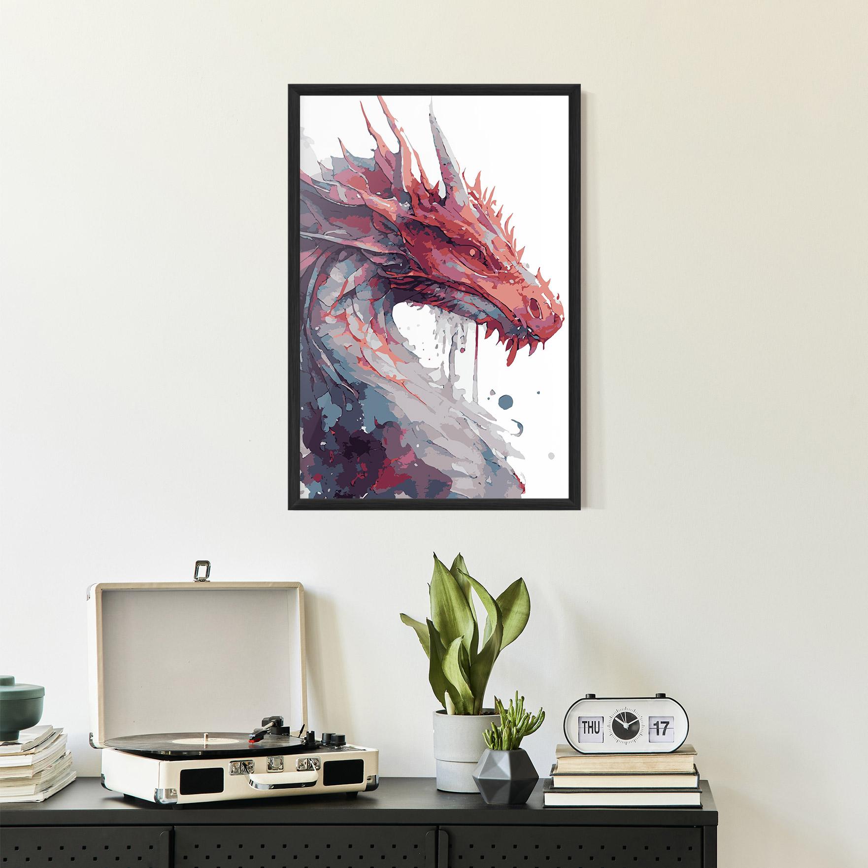 Keretezett Poszter Red Blue Dragon mockup 2