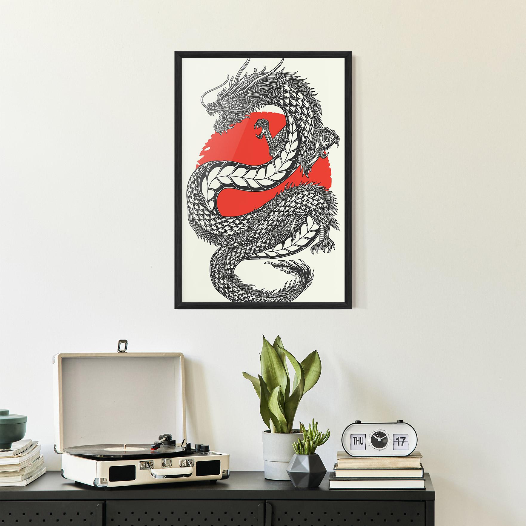 Keretezett Poszter Red Moon Dragon mockup 2