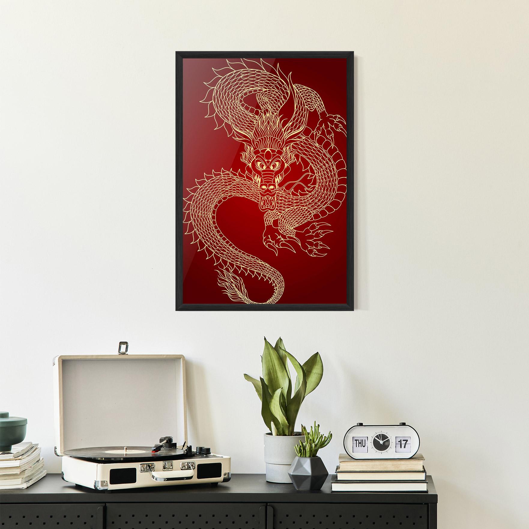 Keretezett Poszter Traditional Dragon mockup 2