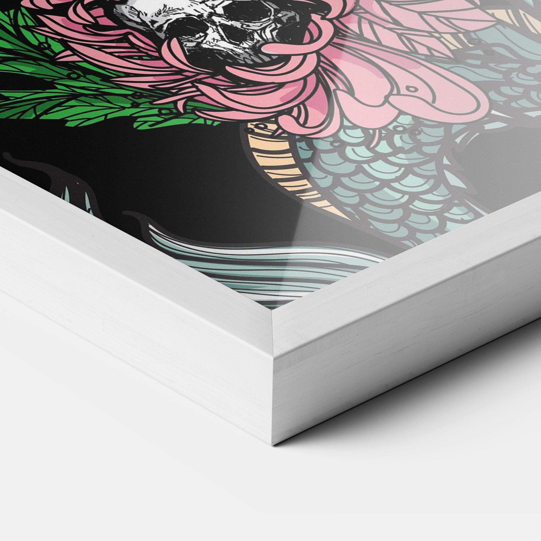 Keretezett Poszter Flower Skull Dragon mockup 3