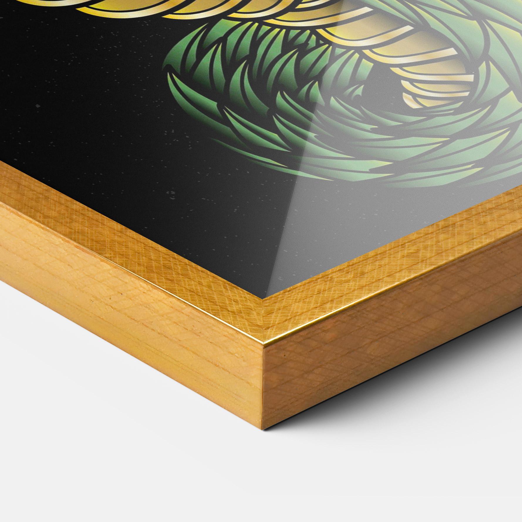 Keretezett Poszter Green Yellow Dragon mockup 3