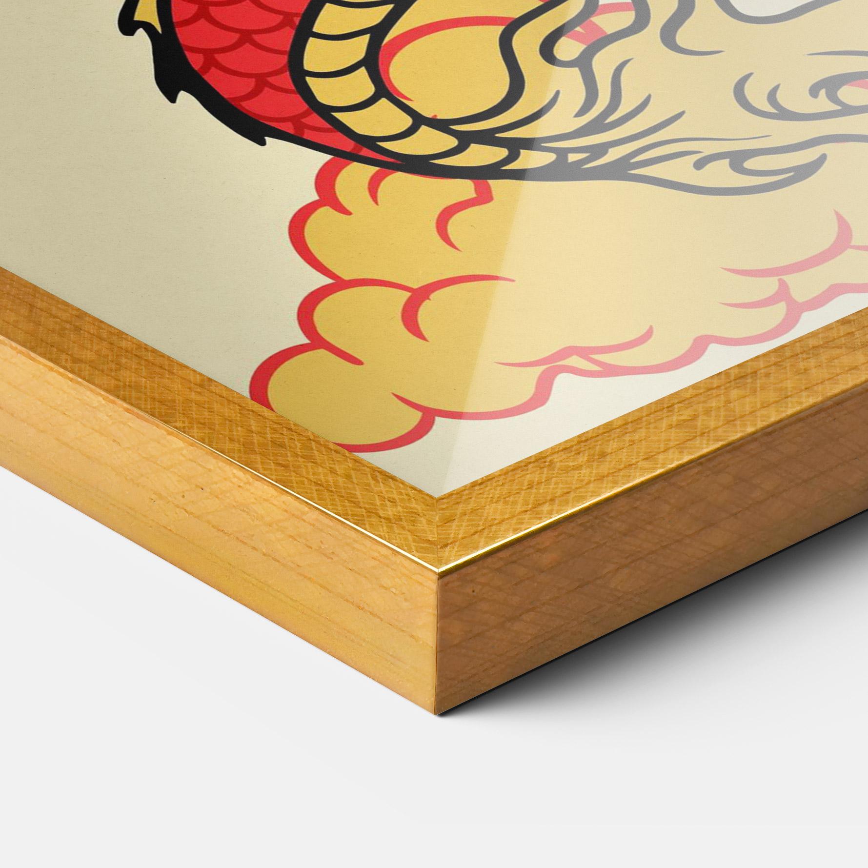 Keretezett Poszter Red Yellow Dragon mockup 3