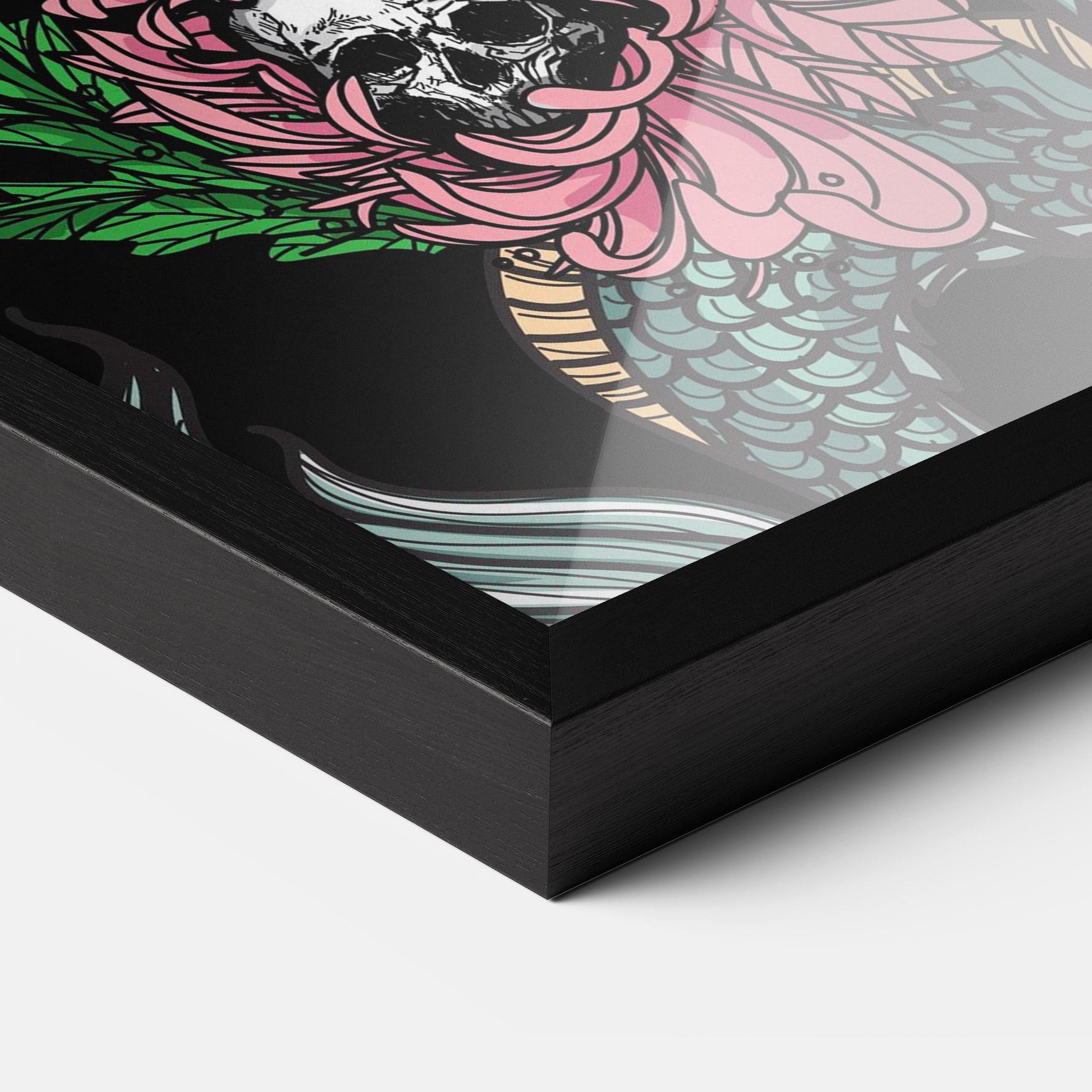 Keretezett Poszter Flower Skull Dragon mockup 3